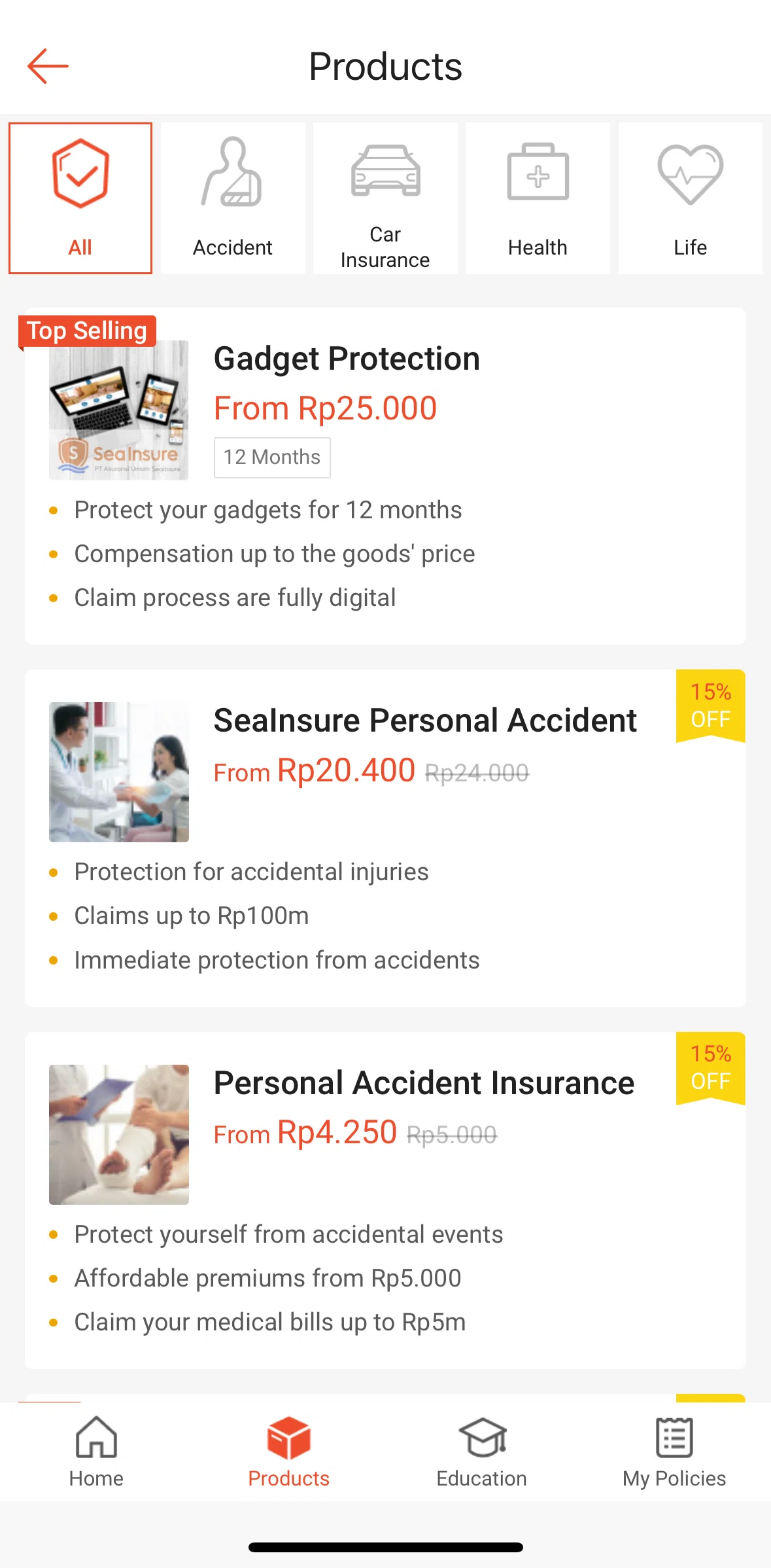 Shopee Screen screen in the Products flow