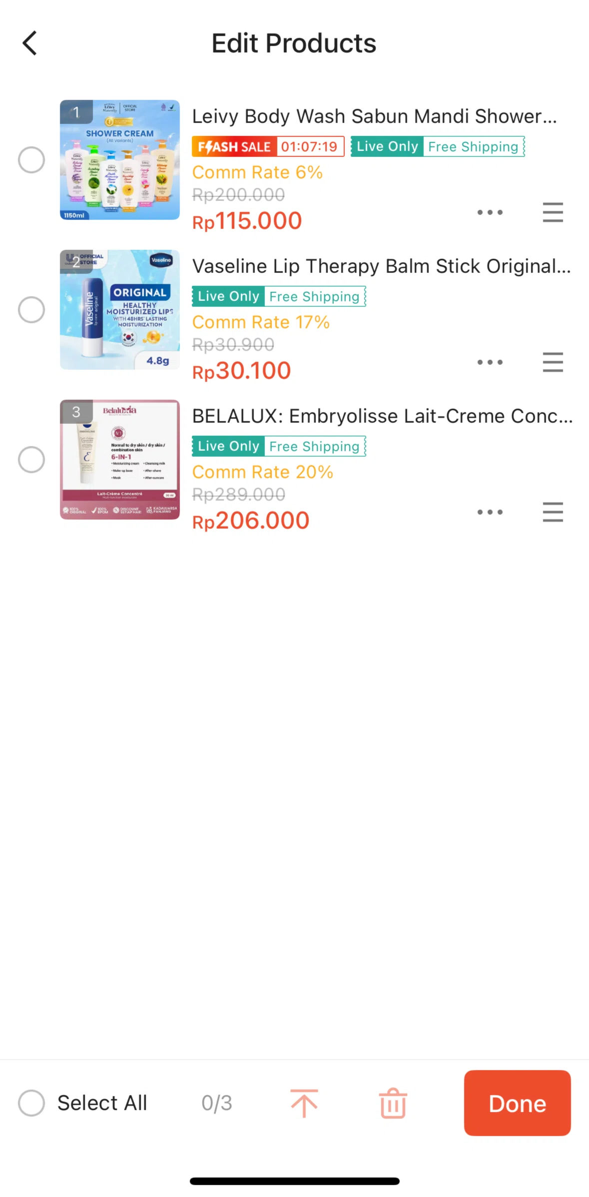 Shopee Screen screen in the Reordering products flow