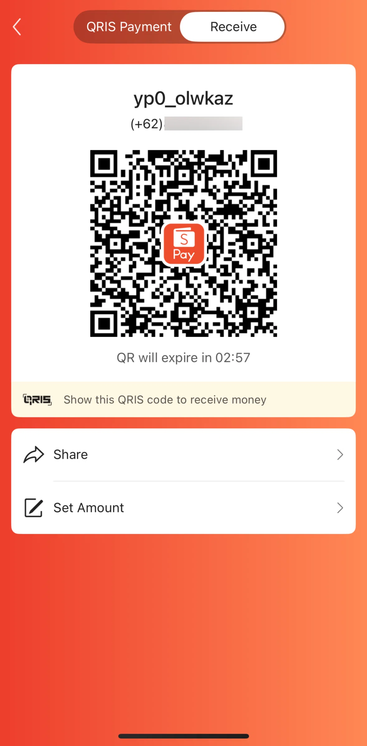 Shopee Screen screen in the Requesting an amount of money flow