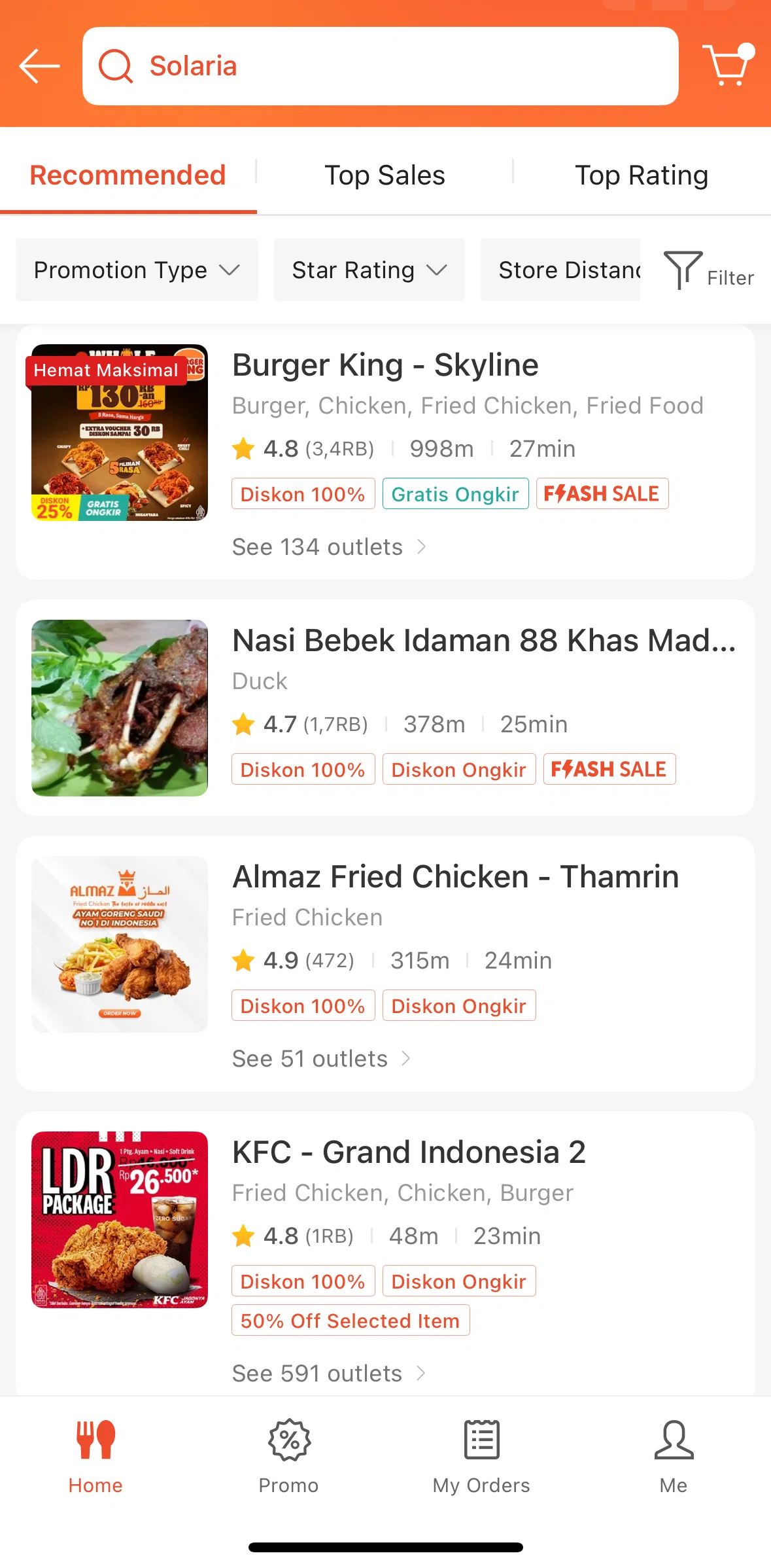 Shopee Screen screen in the Restaurant menu flow