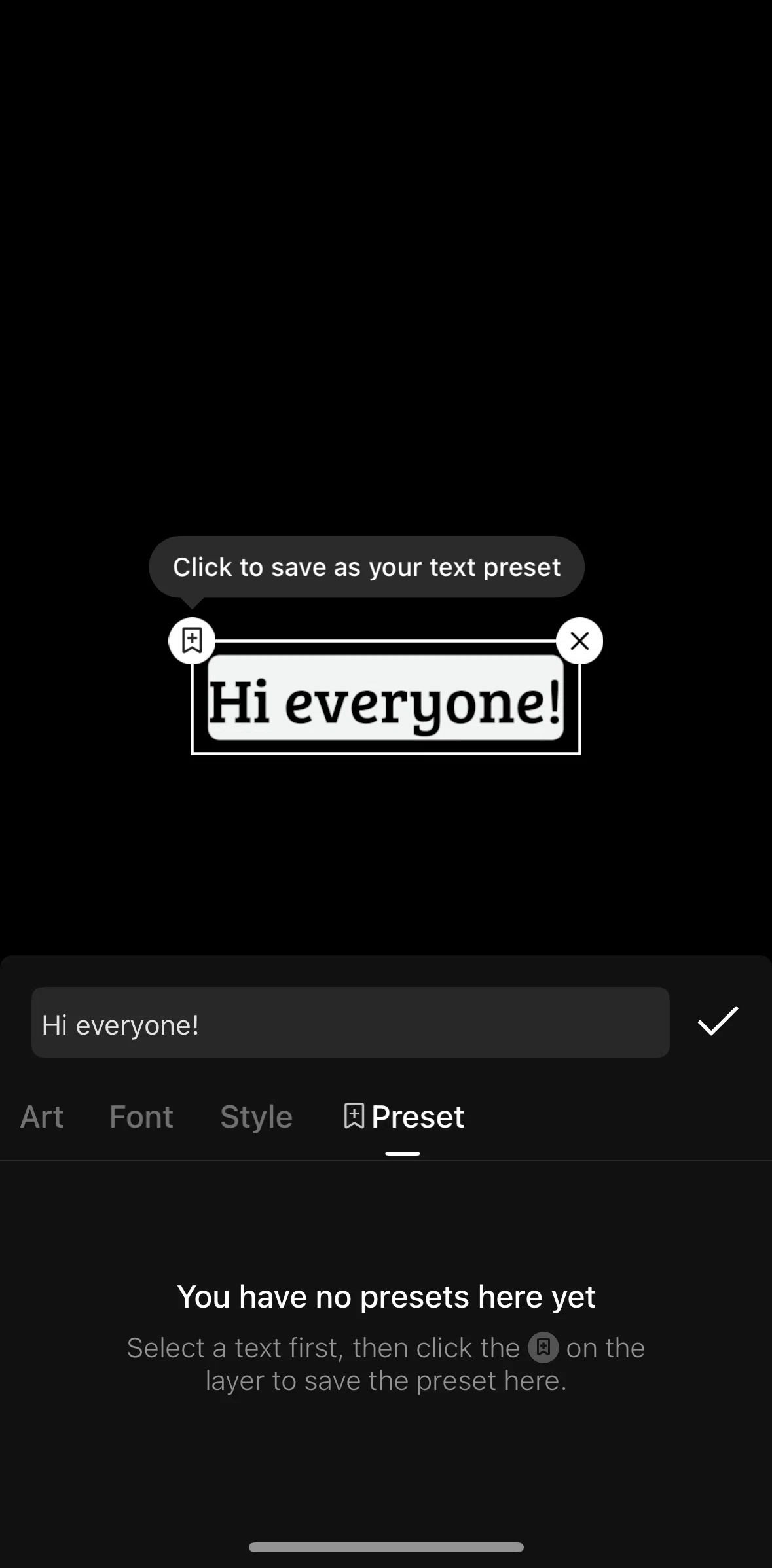 Shopee Screen screen in the Saving to preset flow