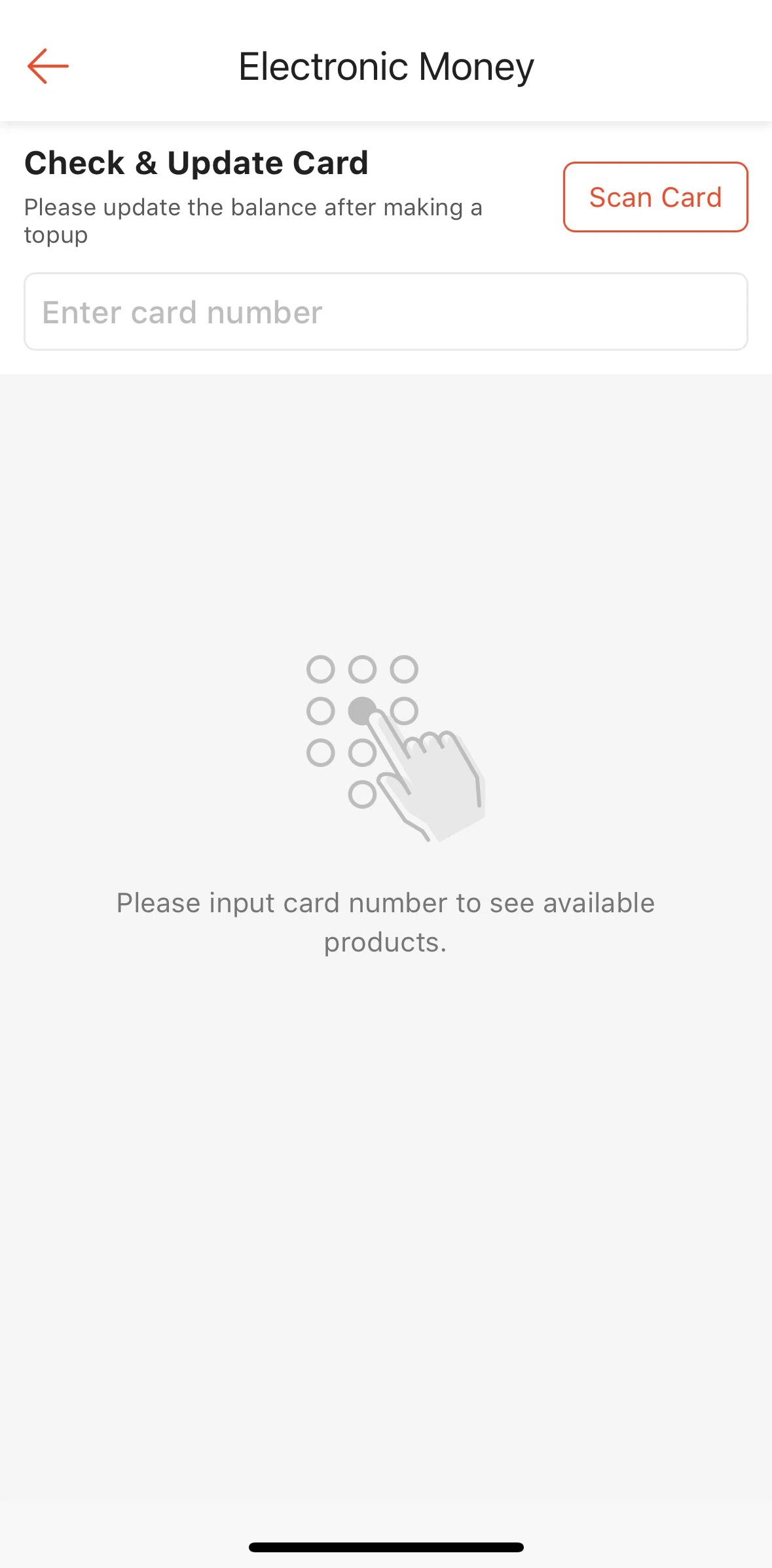 Shopee Screen screen in the Scanning a card flow