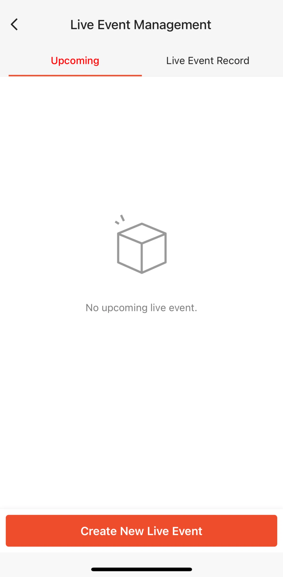 Shopee Screen screen in the Scheduling a live event flow