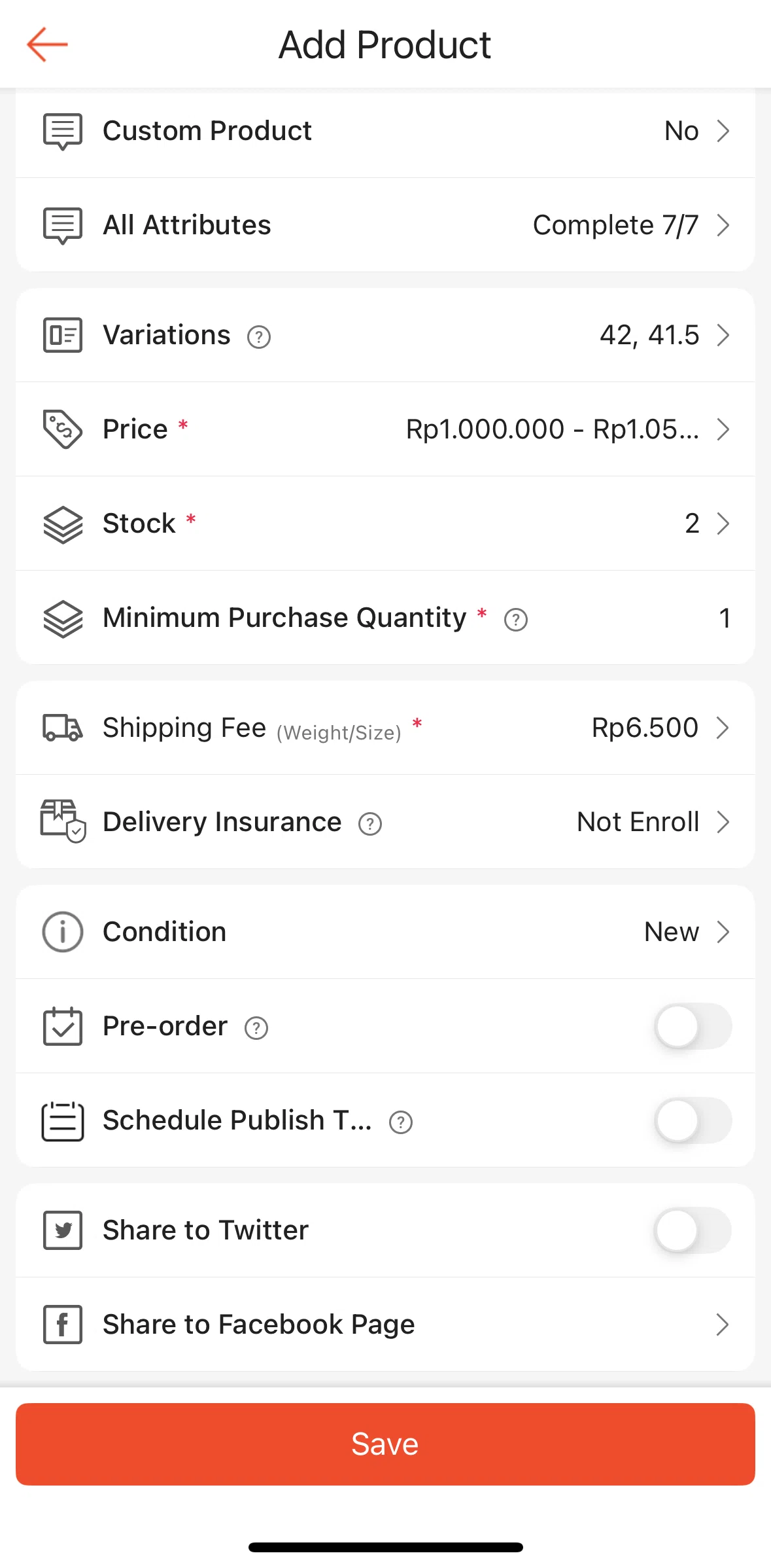Shopee Screen screen in the Scheduling a publish time flow