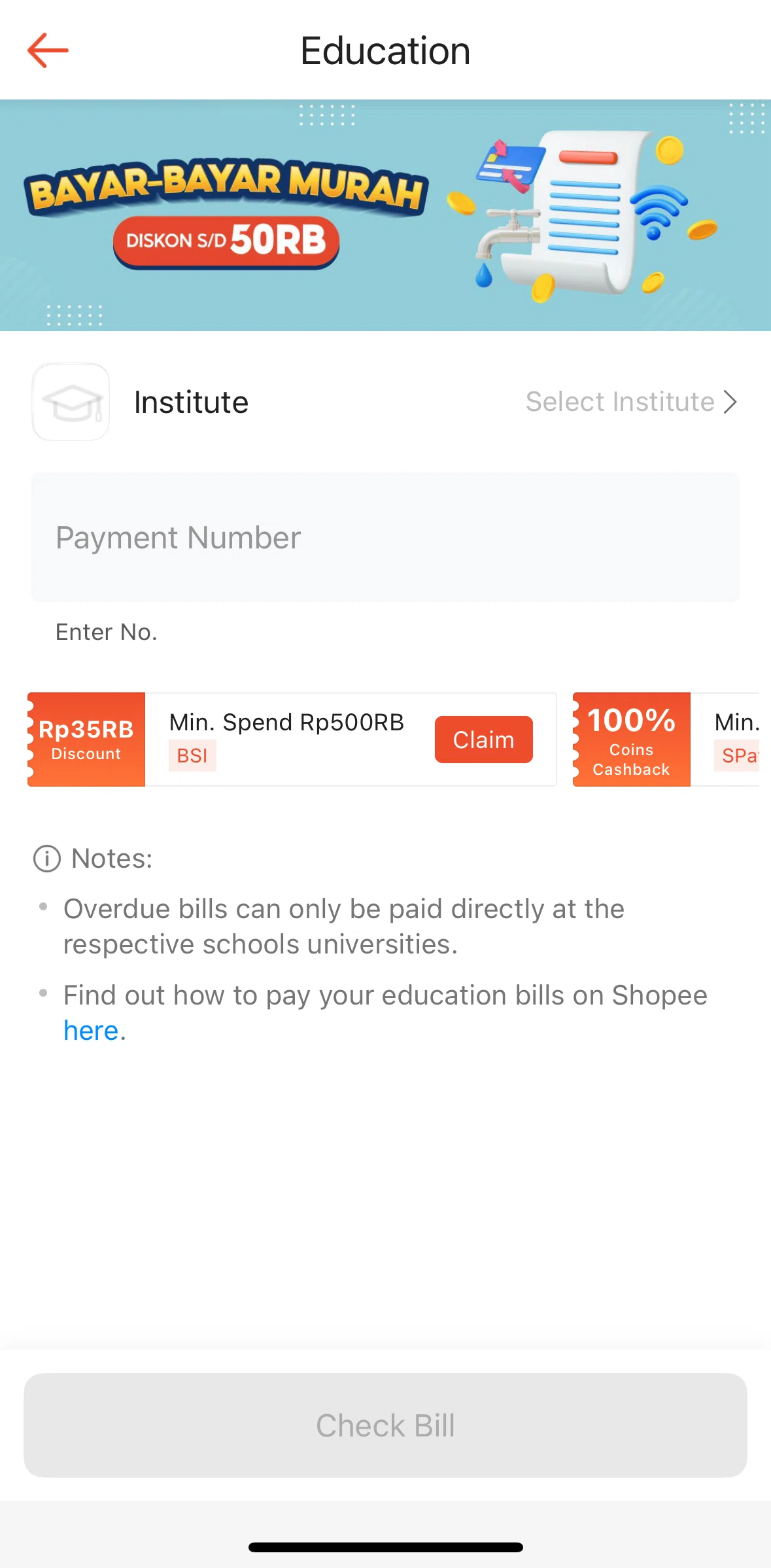 Shopee Screen screen in the Searching institute flow