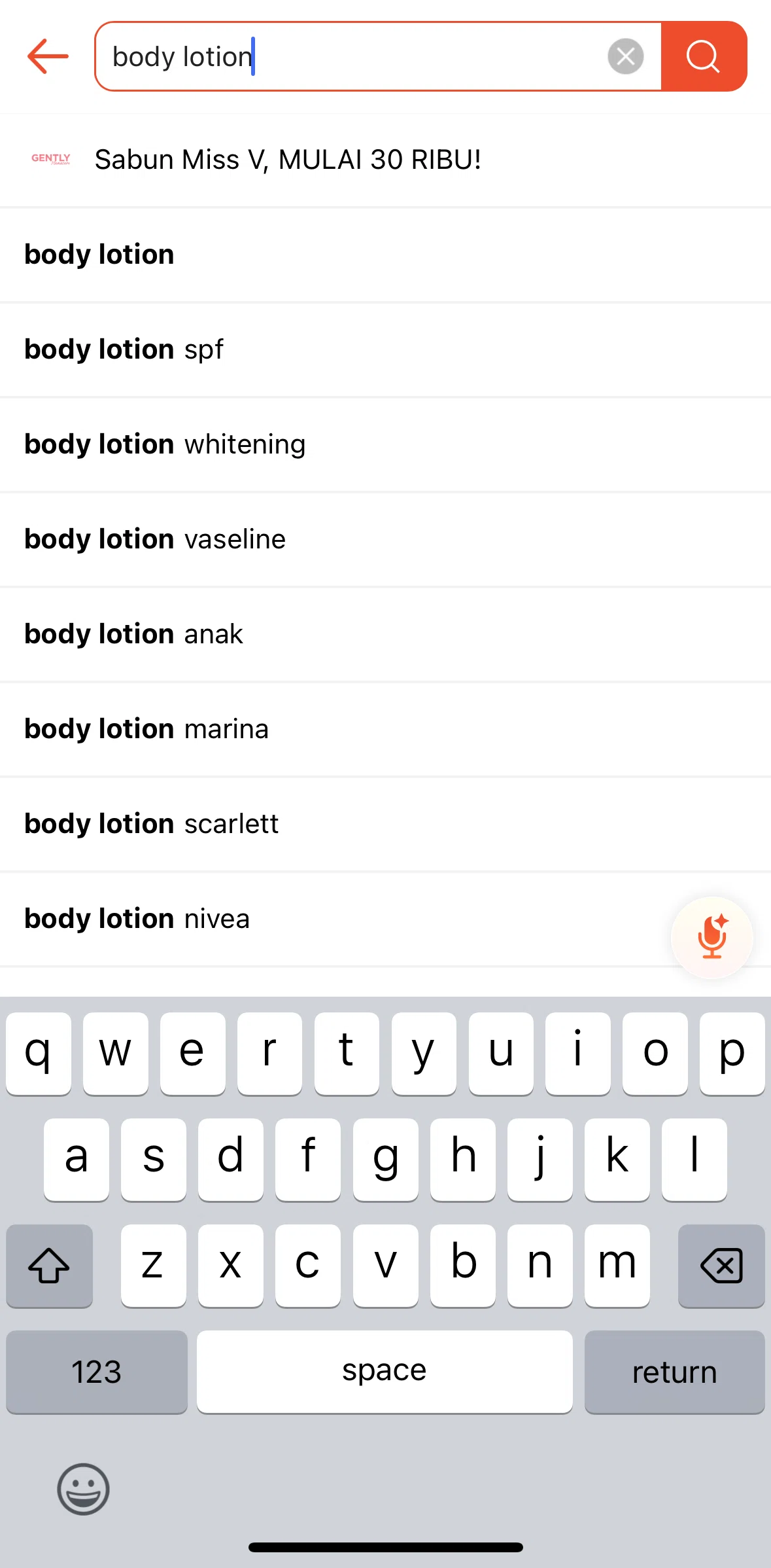 Shopee Screen screen in the Searching Shopee (audio input) flow