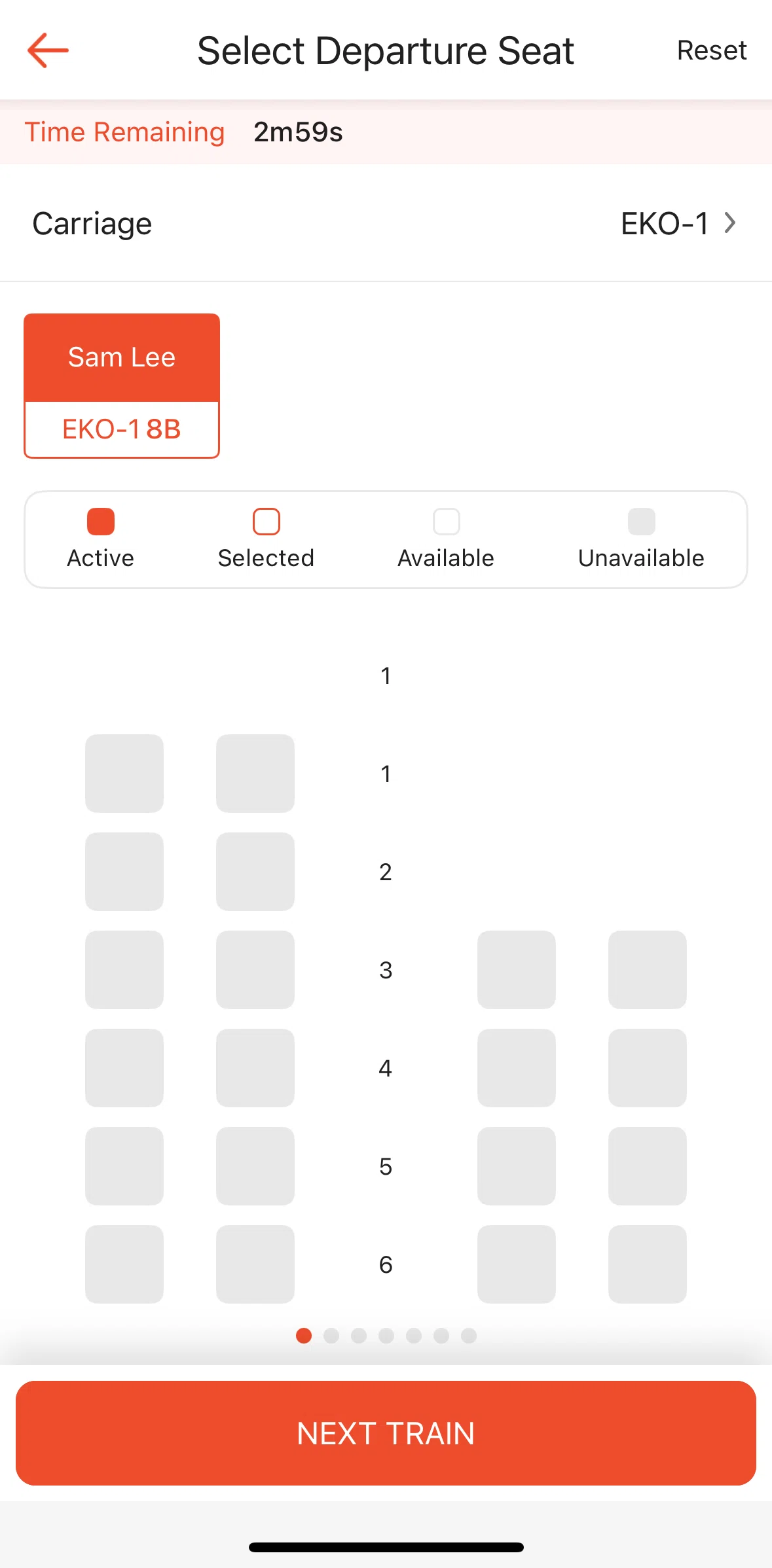 Shopee Screen screen in the Selecting a carriage flow