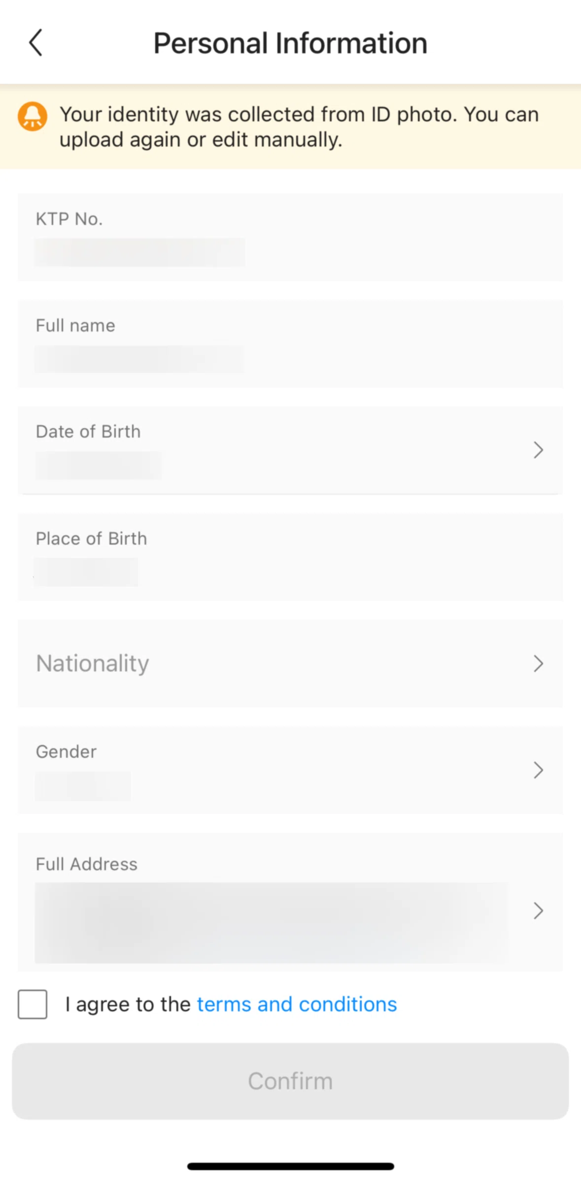 Shopee Screen screen in the Selecting a nationality flow