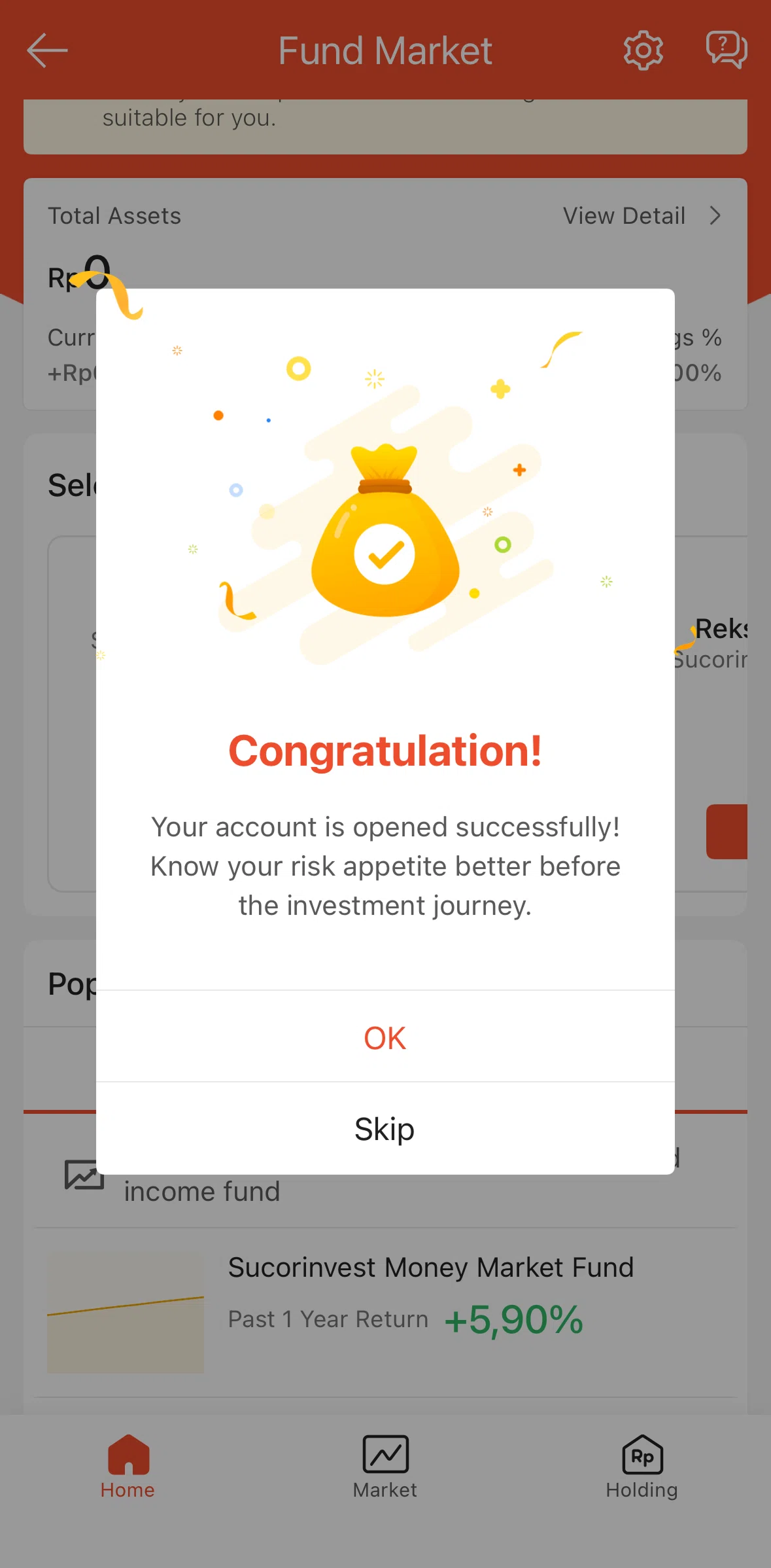 Shopee Screen screen in the Selecting a risk profile flow