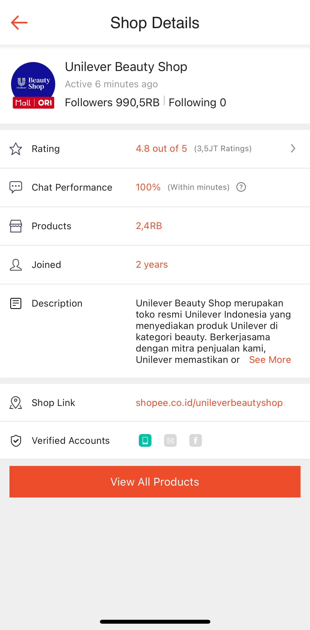 Shopee Screen screen in the Shop rating flow