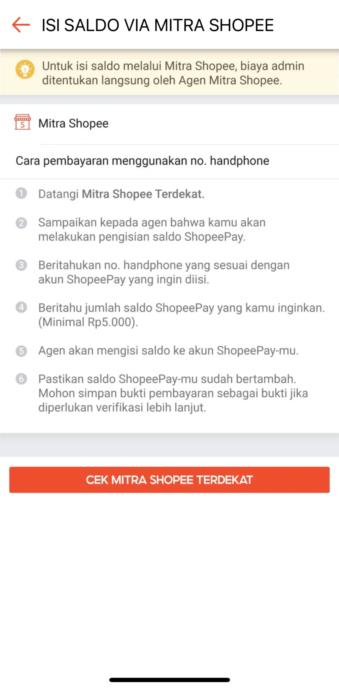 Shopee Screen screen in the Shopee partner location flow