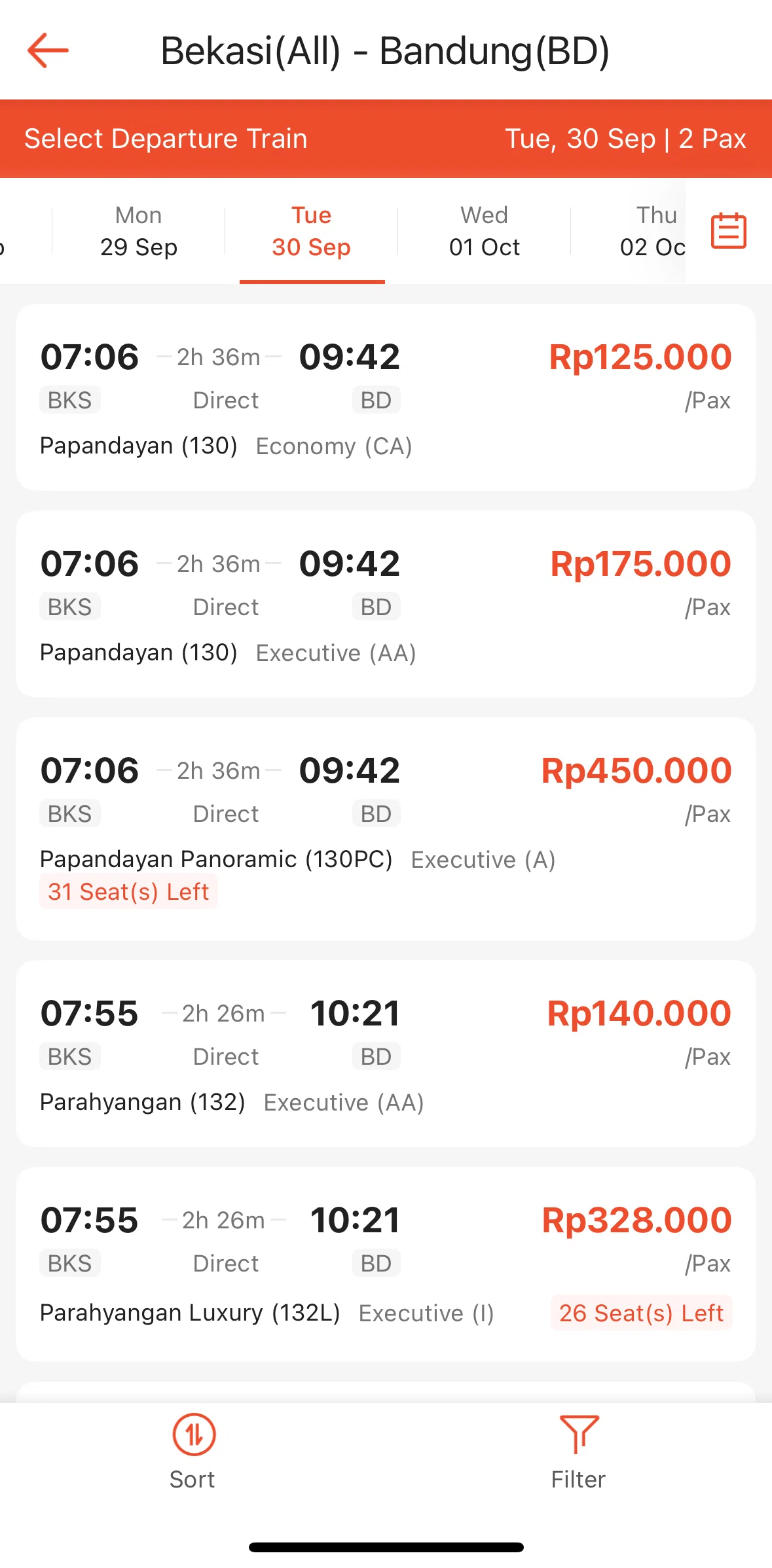 Shopee Screen screen in the Sorting trains flow