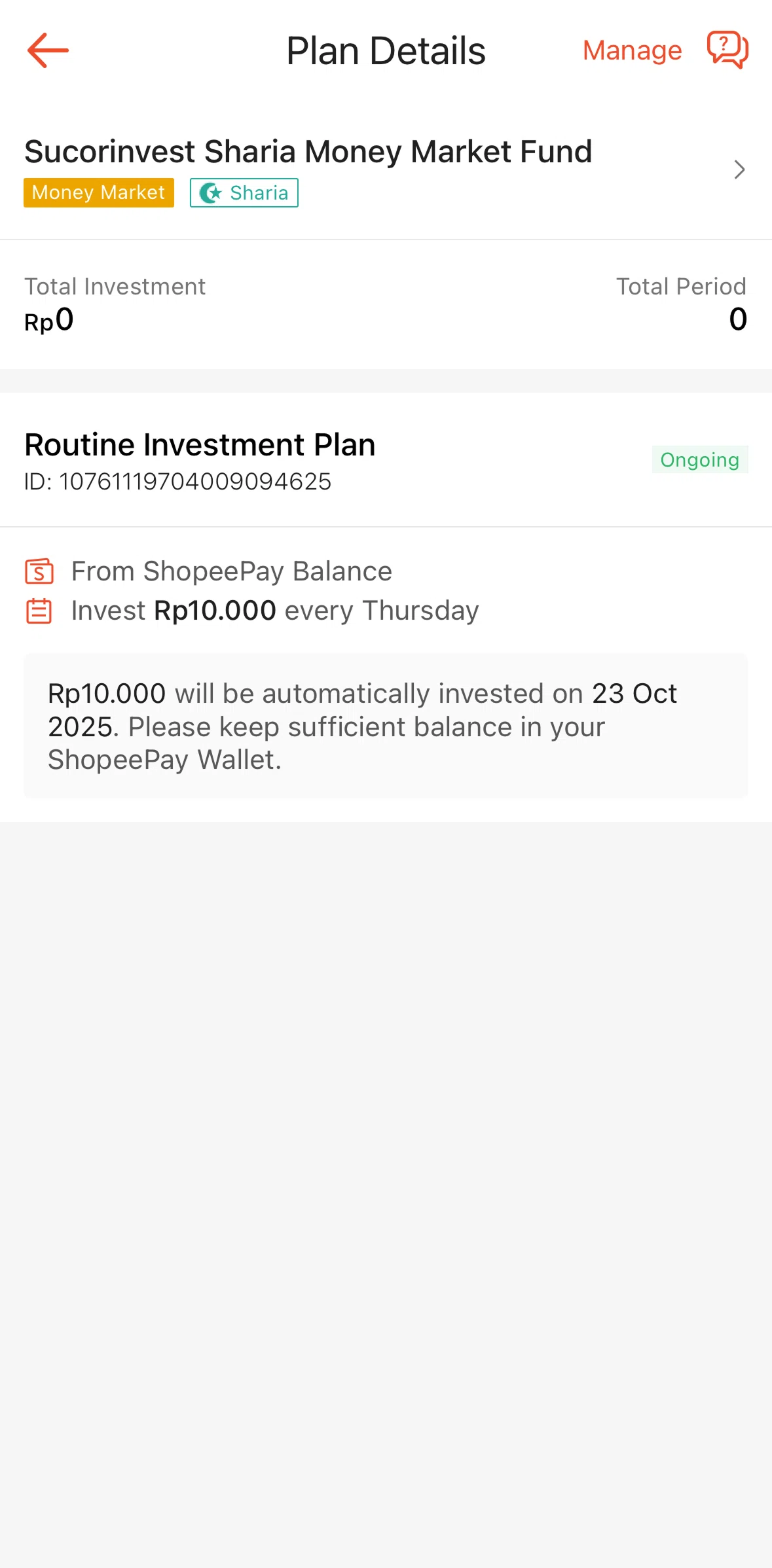 Shopee Screen screen in the Terminating a plan flow