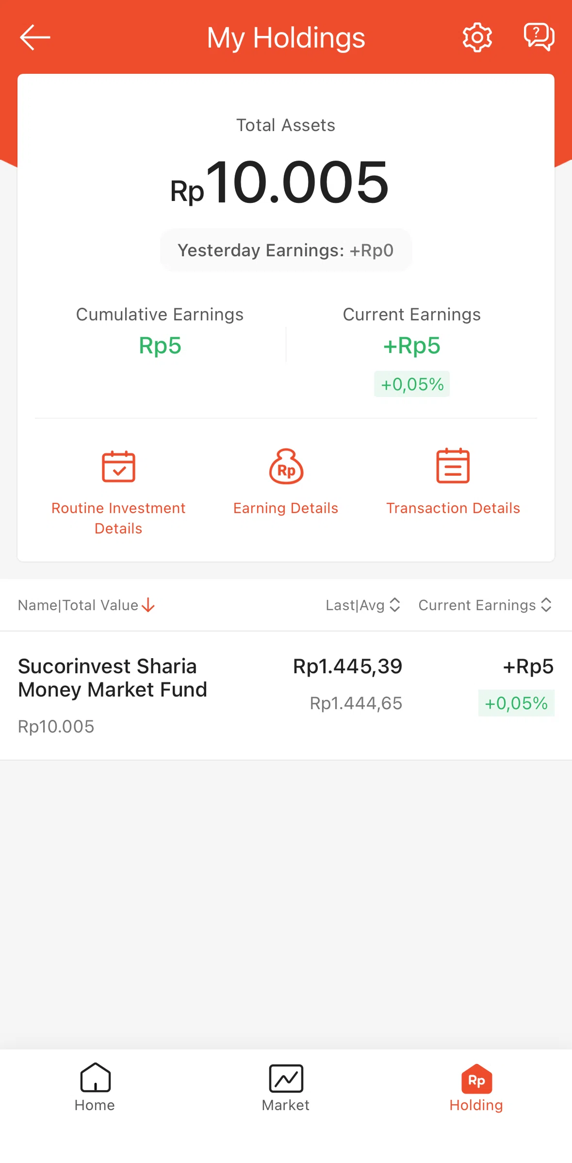 Shopee Screen screen in the Transaction detail (holding) flow