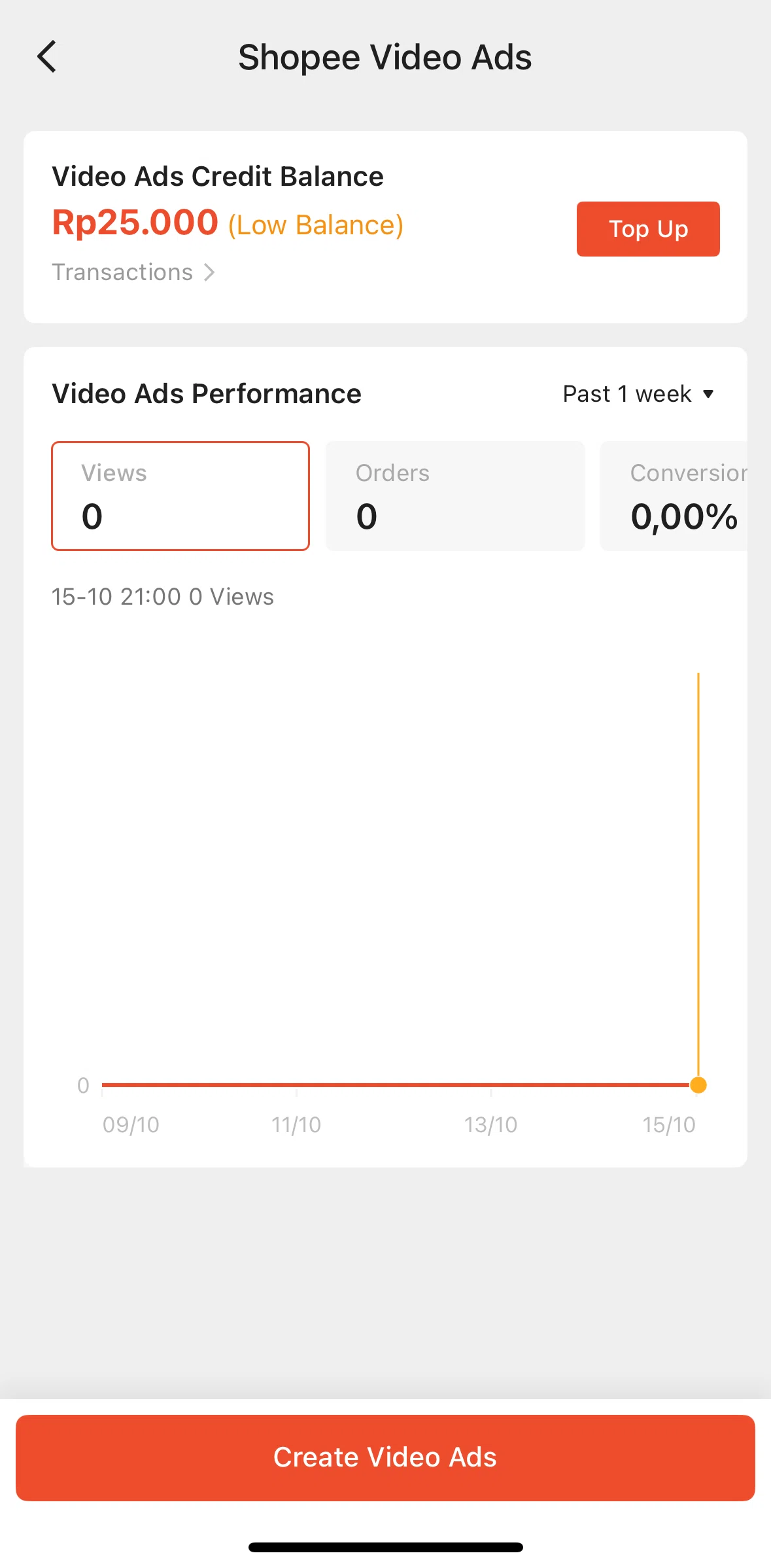 Shopee Screen screen in the Transaction history (Shopee video ads) flow