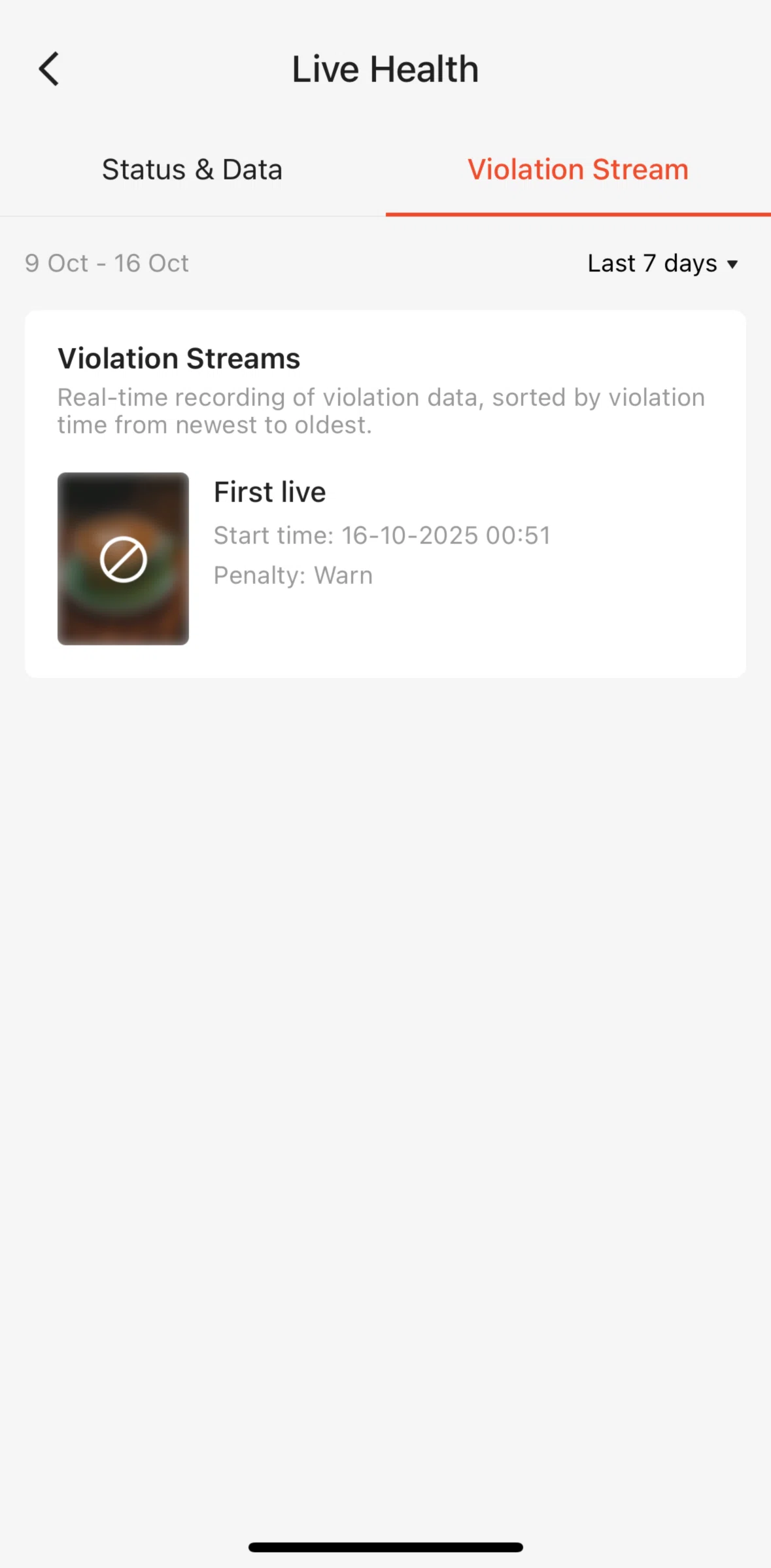 Shopee Screen screen in the Violation detail flow