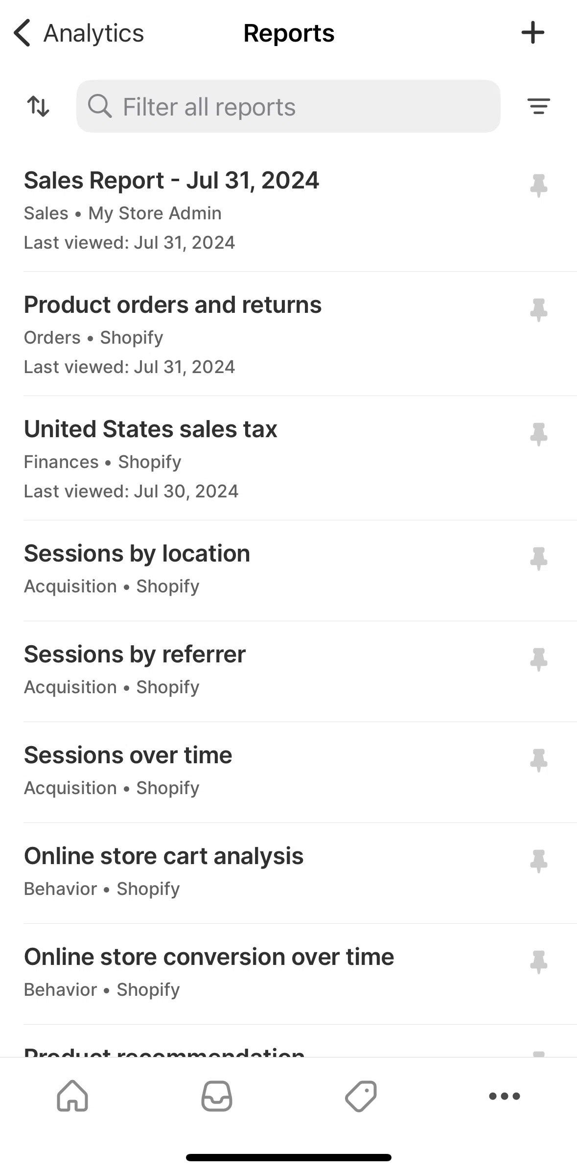 Shopify Screen screen in the Adding new report flow