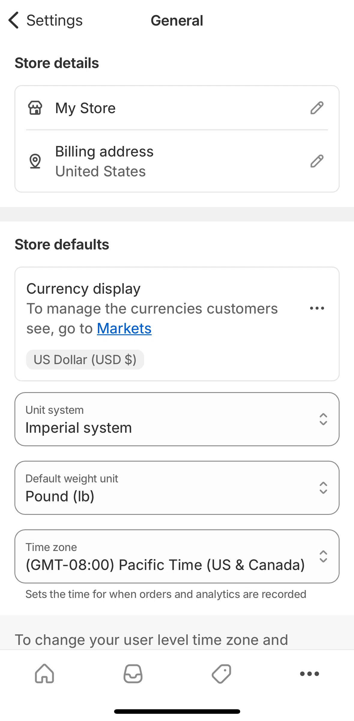 Shopify Screen screen in the Changing store name flow