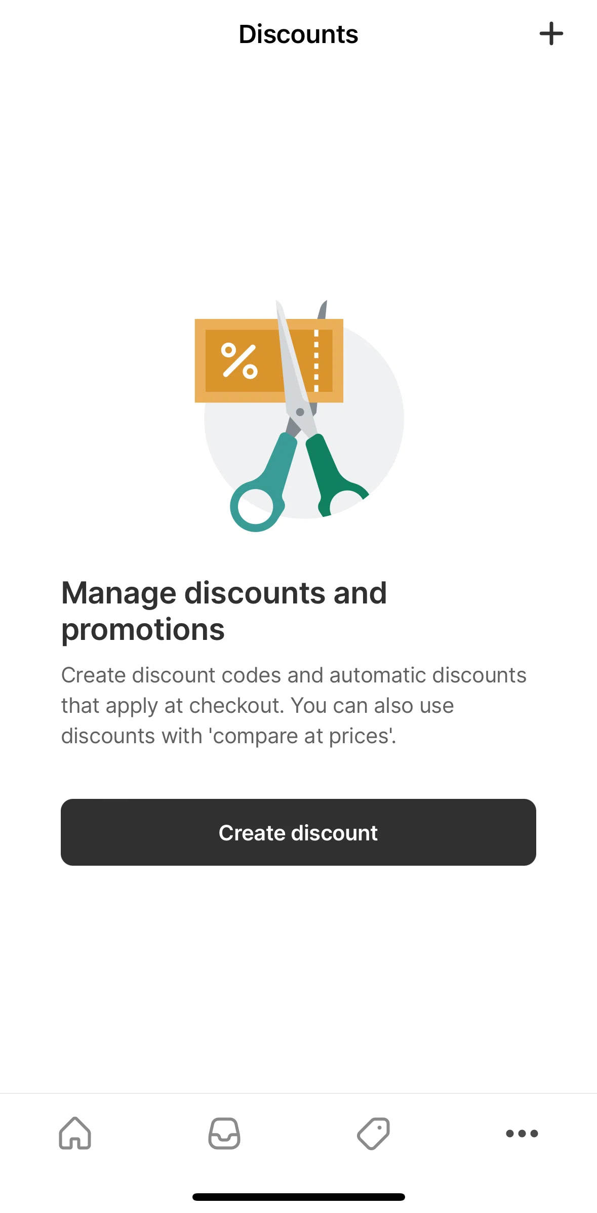 Shopify Screen screen in the Creating a discount code flow