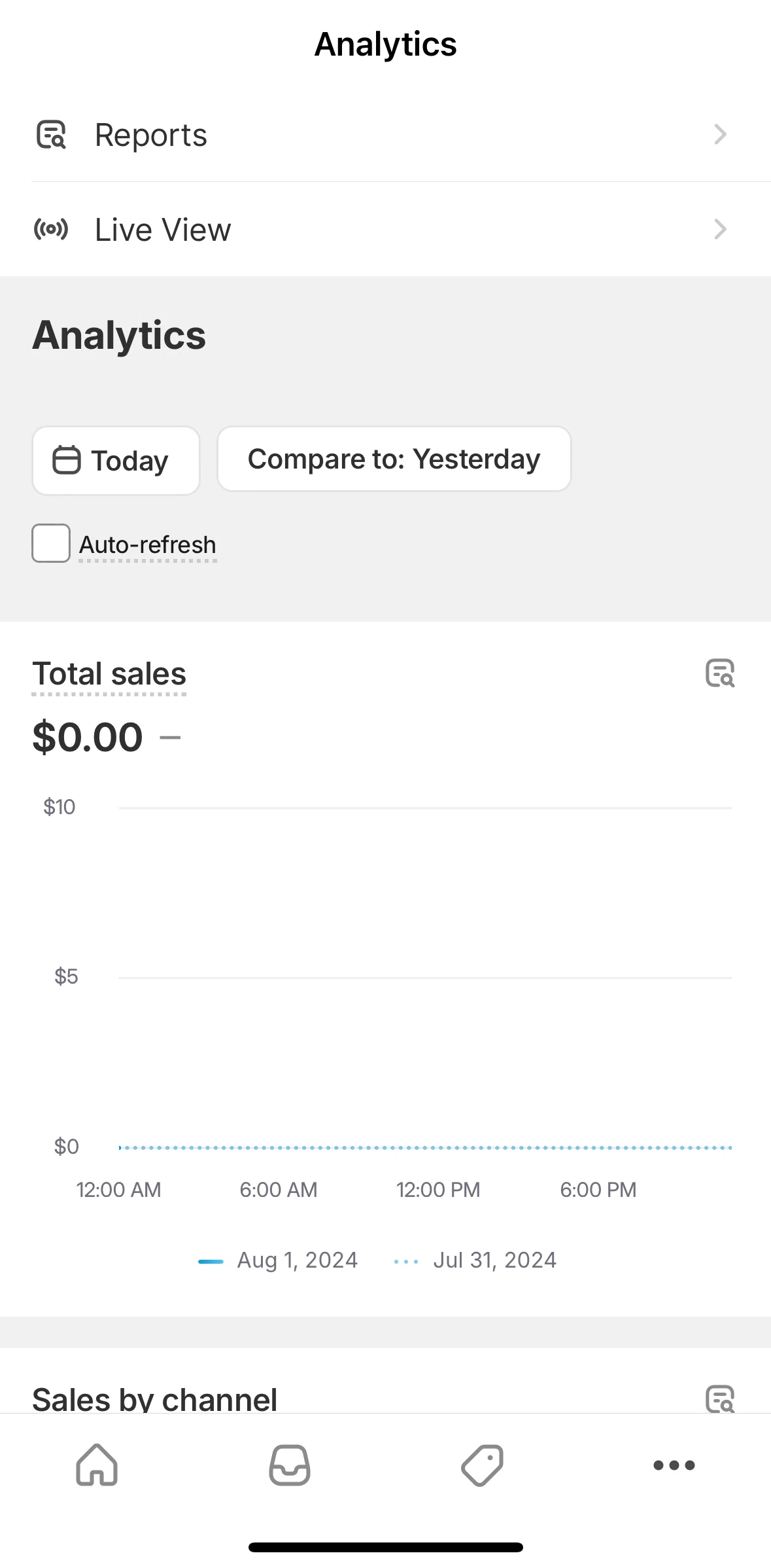 Shopify Screen screen in the Filtering analytics by date flow