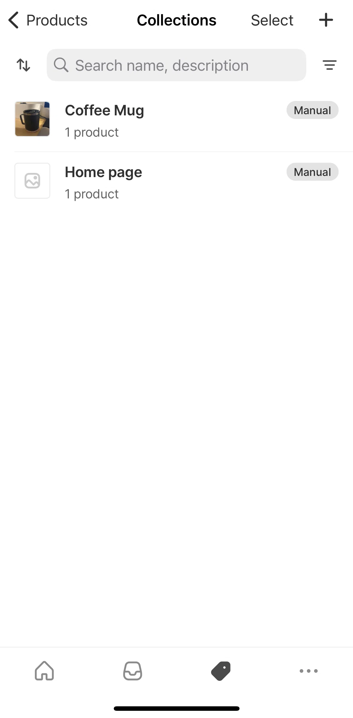 Shopify Screen screen in the Filtering collections flow