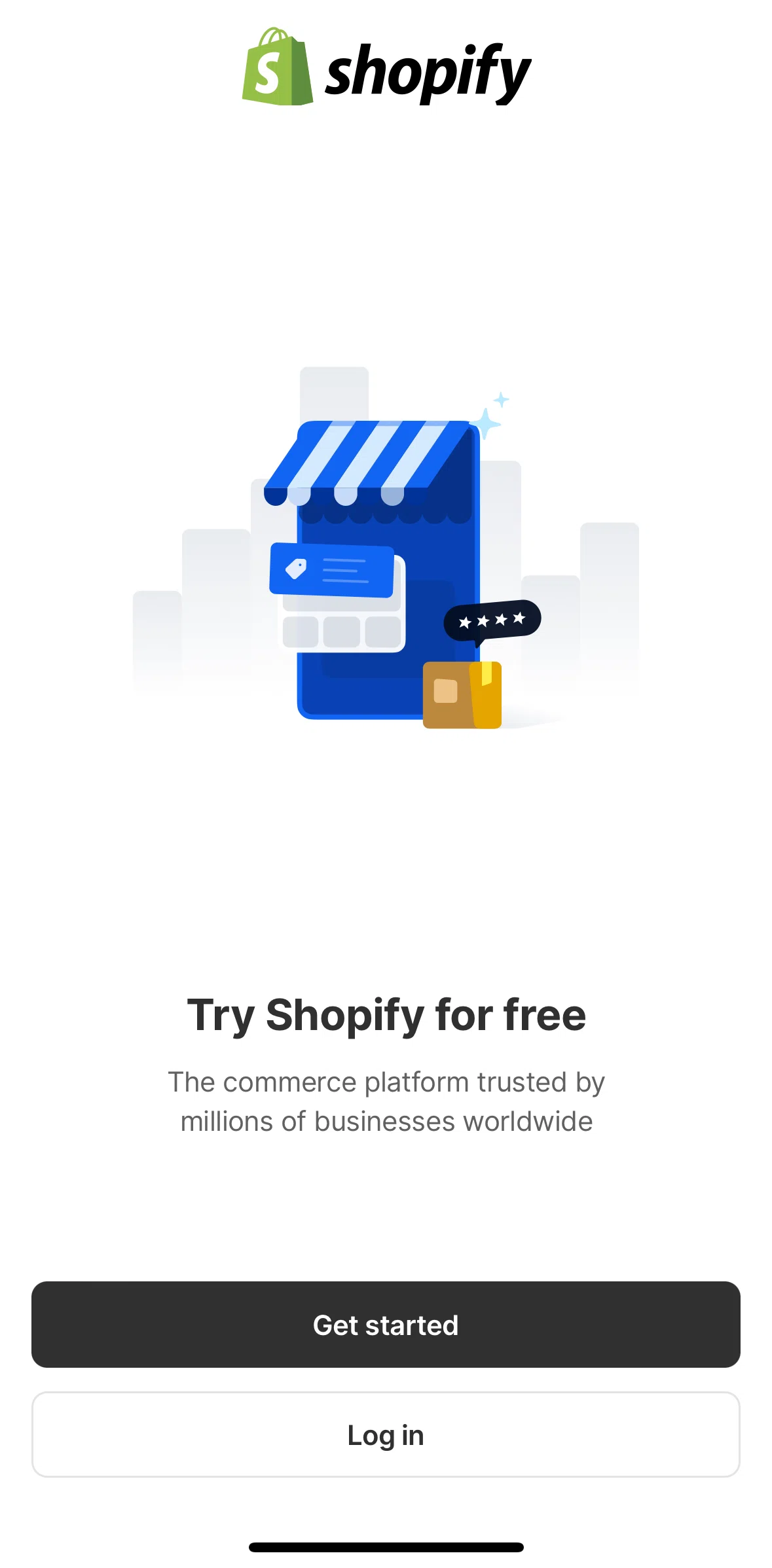 Shopify Screen screen in the Logging in flow
