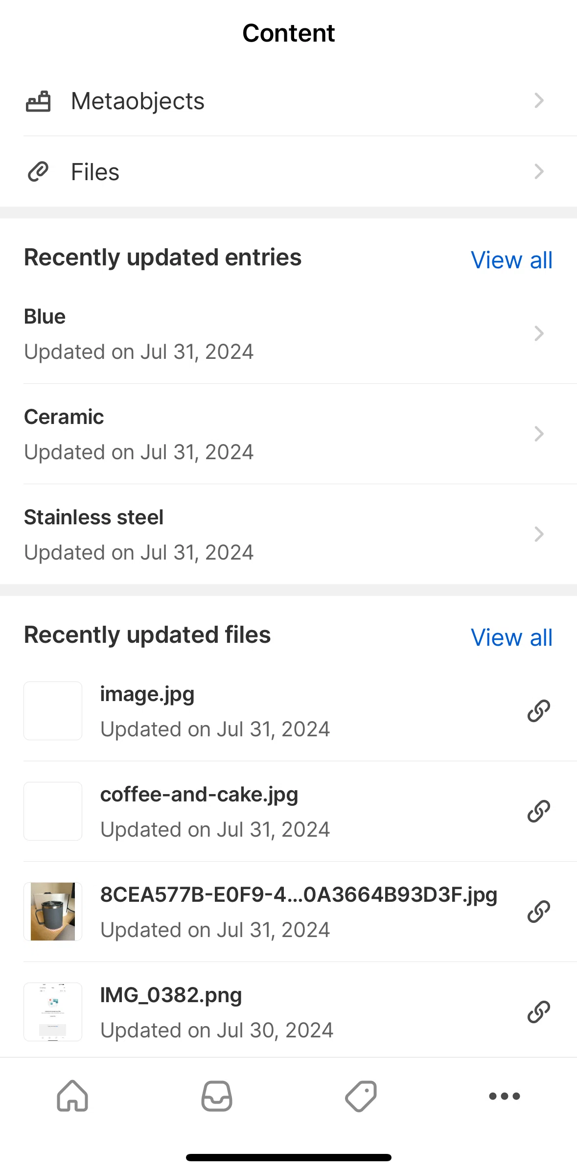 Shopify Screen screen in the Metaobject detail flow