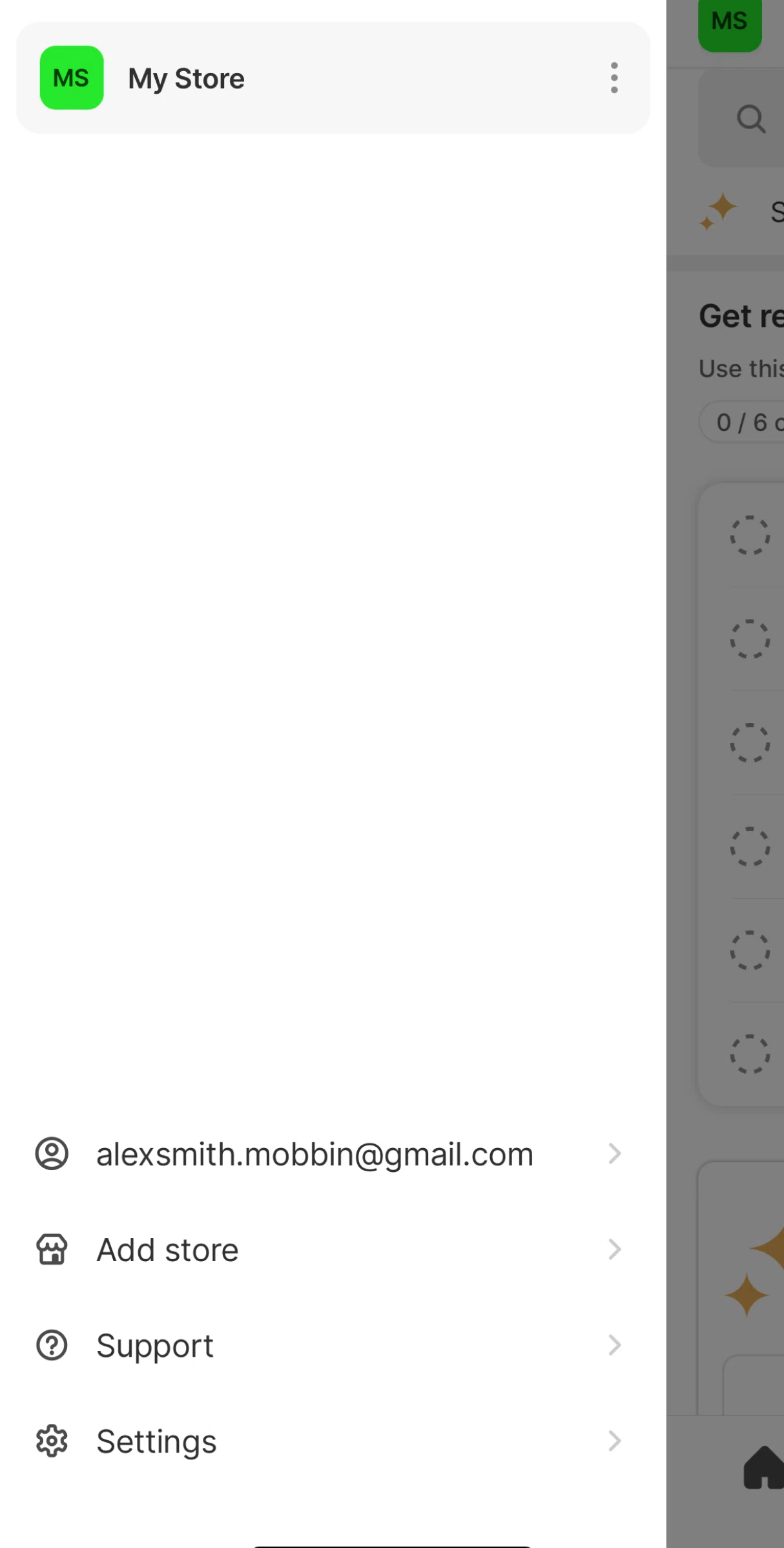 Shopify Screen screen in the Settings flow