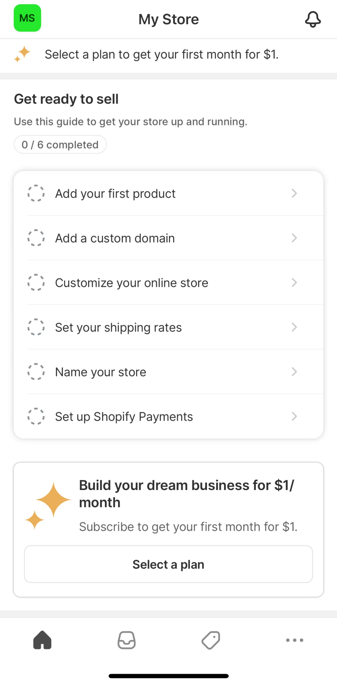 Shopify Screen screen in the View Shopify plans flow