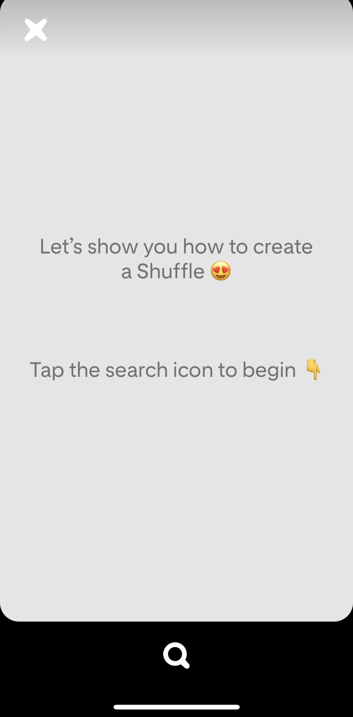 Shuffles by Pinterest Screen screen in the Creating a Shuffles flow