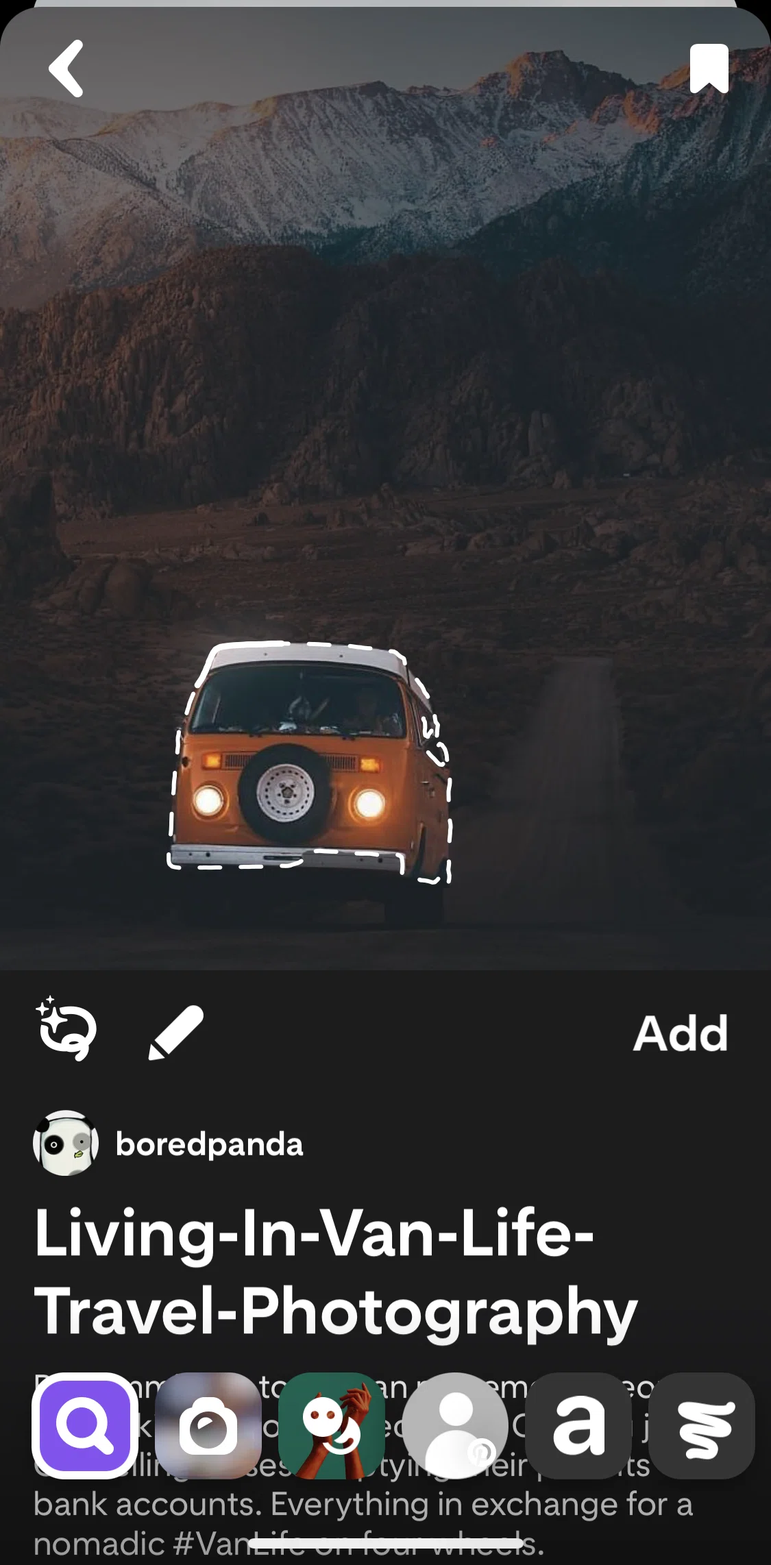 Shuffles by Pinterest Screen screen in the Cropping an image flow