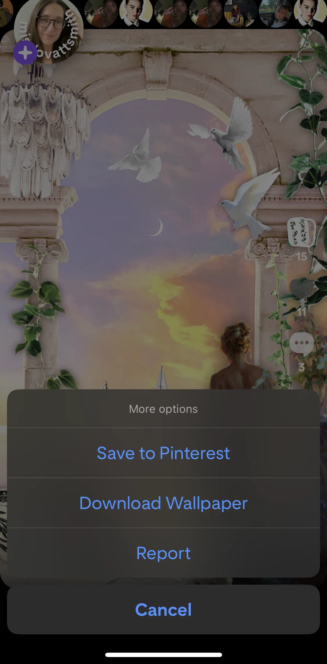 Shuffles by Pinterest Screen screen in the Reporting a shuffle flow