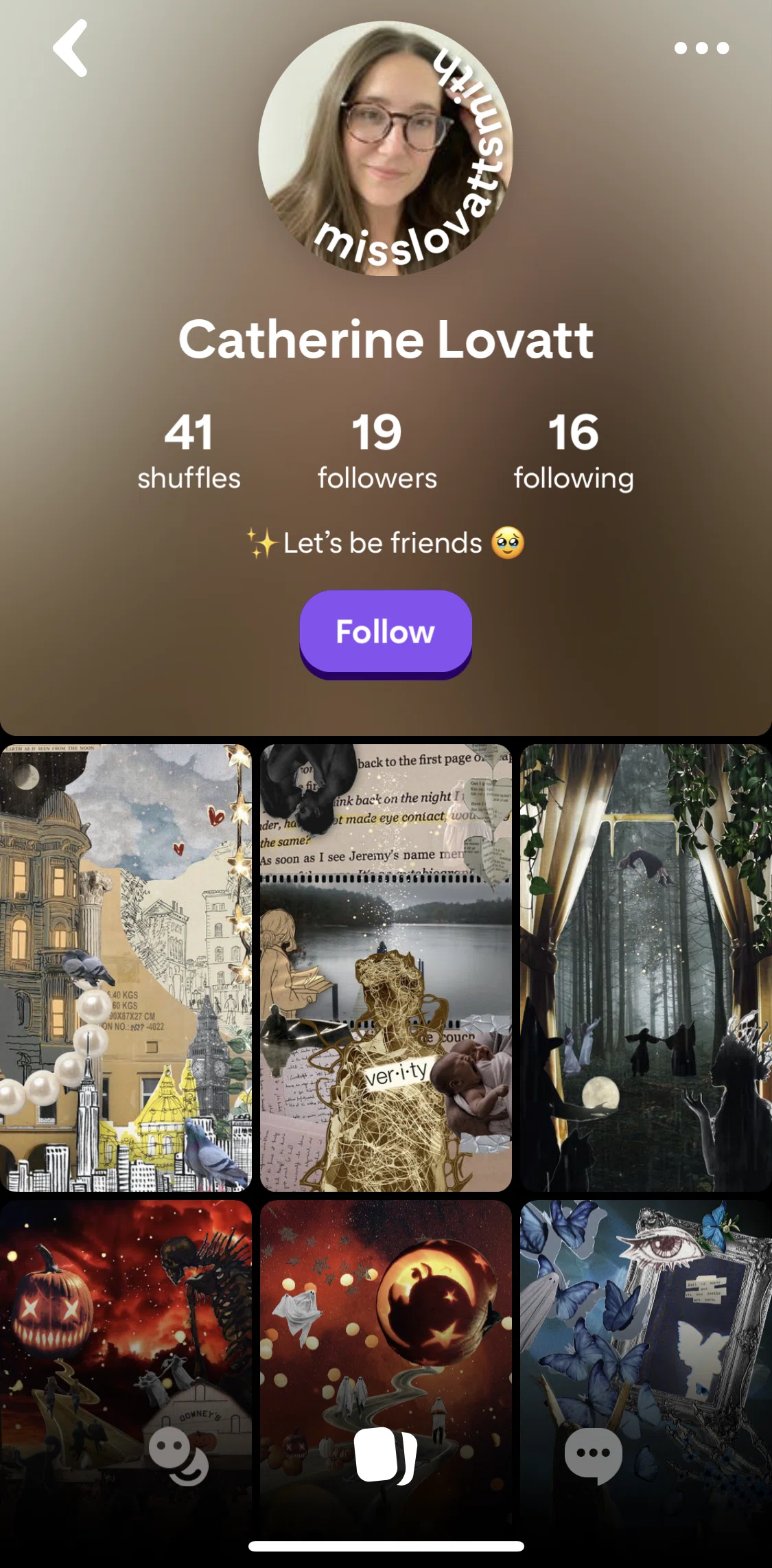 Shuffles by Pinterest Screen screen in the User's following and followers flow