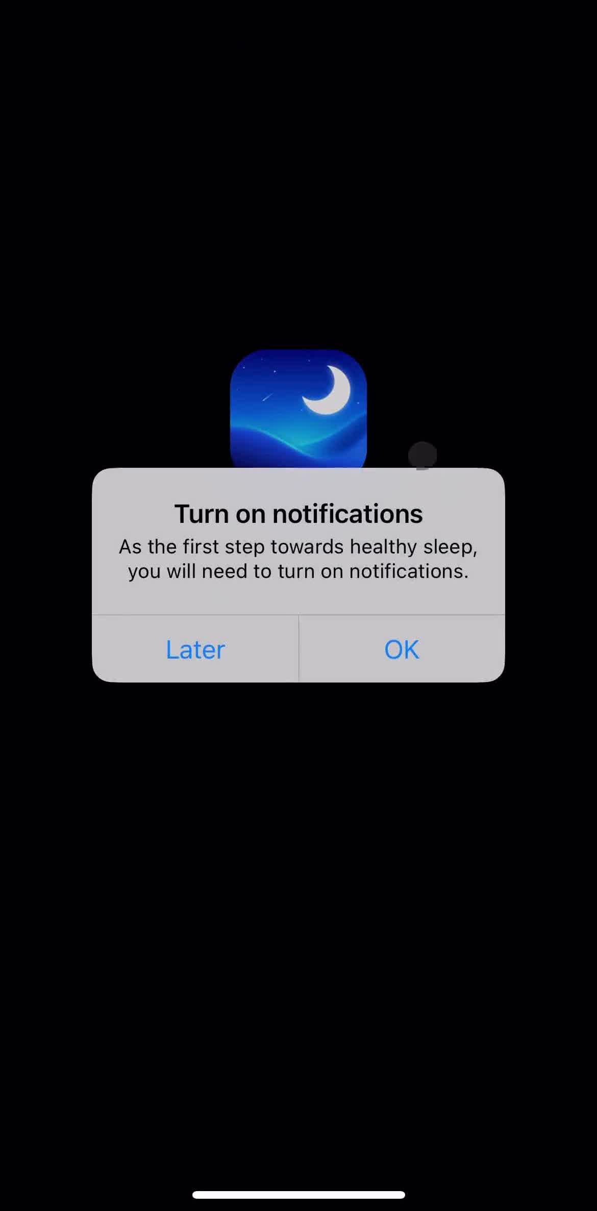 Shuteye Enable notifications screen in the Onboarding flow