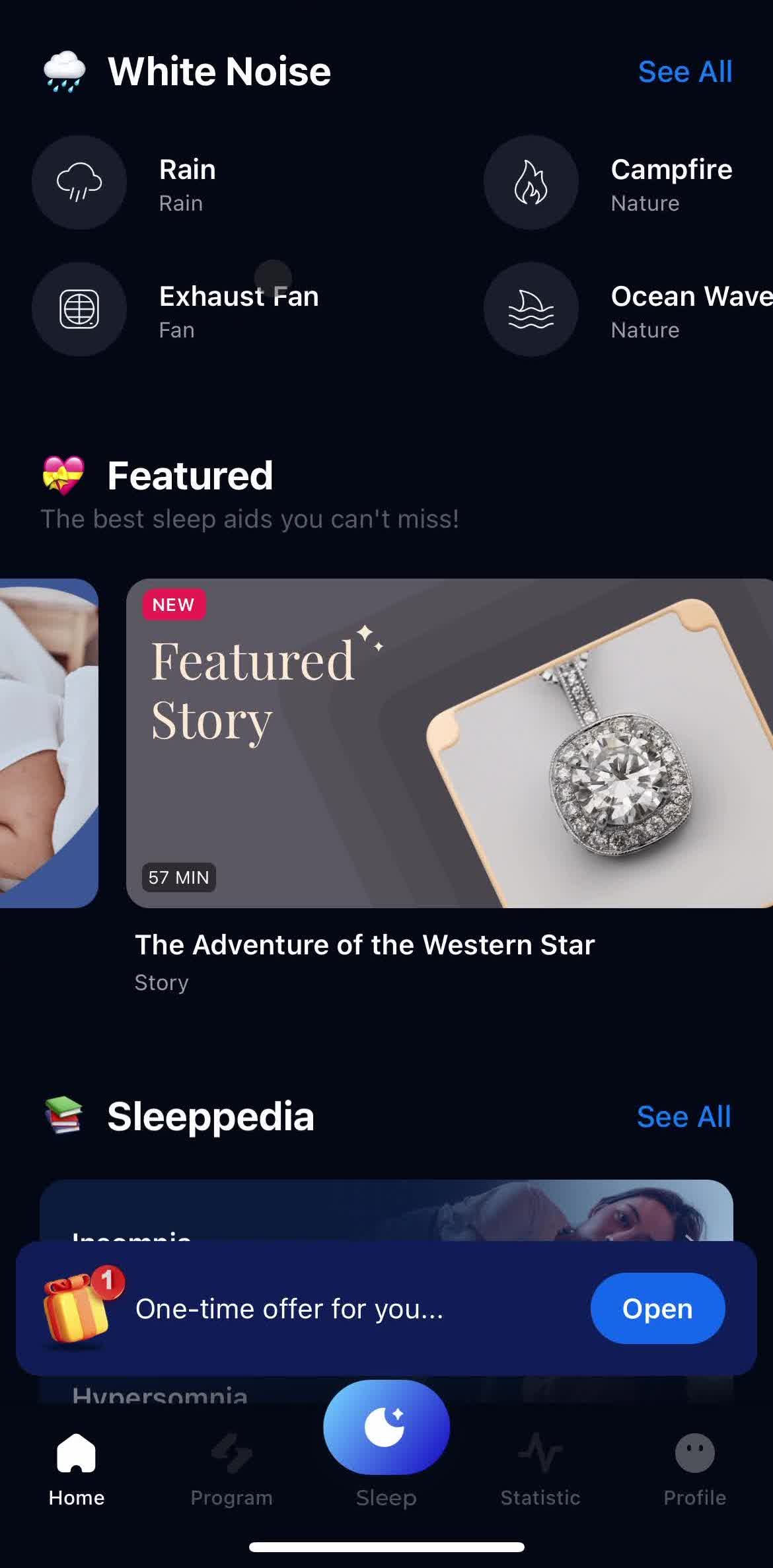 Shuteye Home screen in the Saving flow