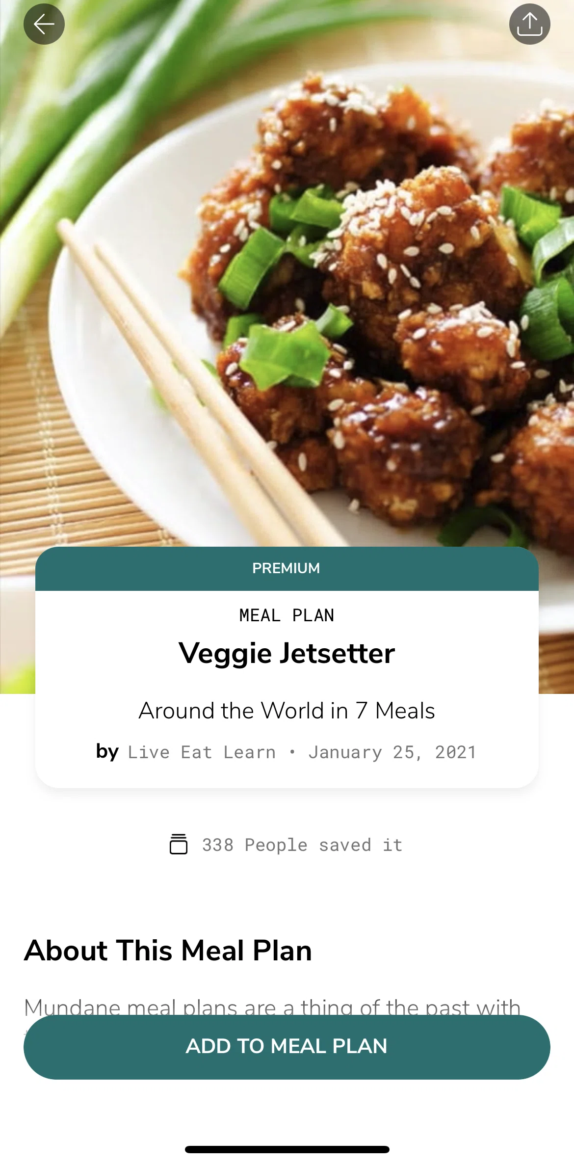 SideChef Screen screen in the Adding recipes to meal plan flow