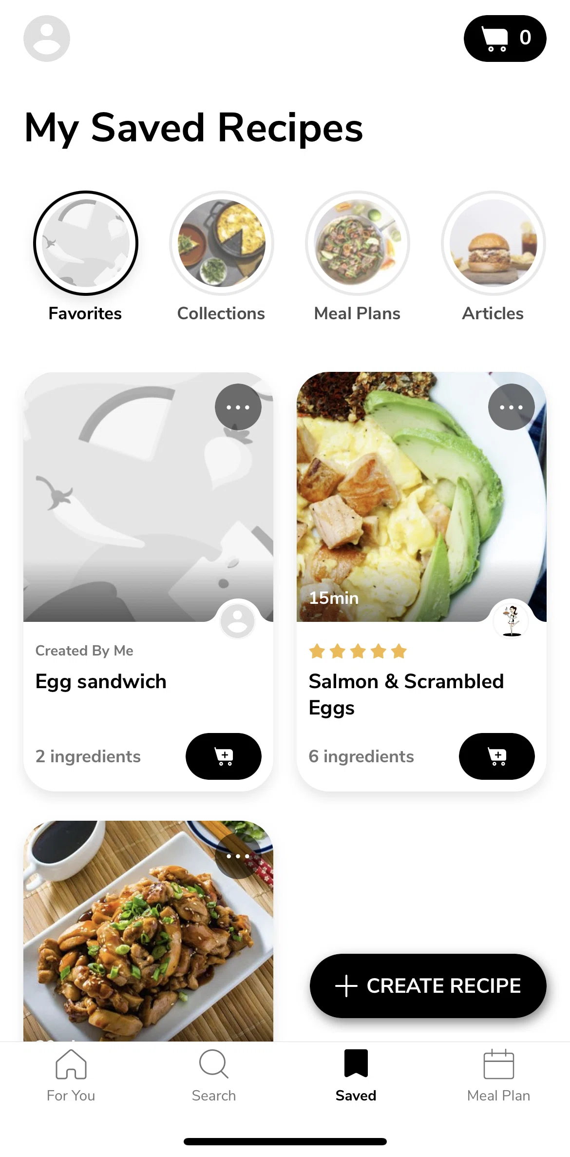 SideChef Screen screen in the Deleting a recipe flow