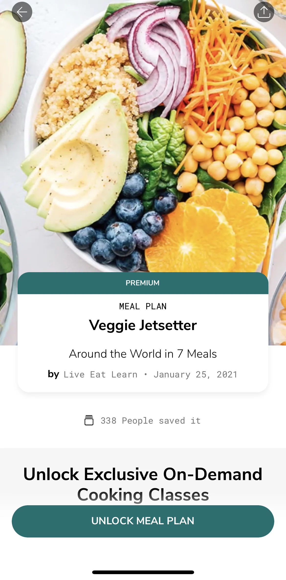 SideChef Screen screen in the Unlock meal plan flow