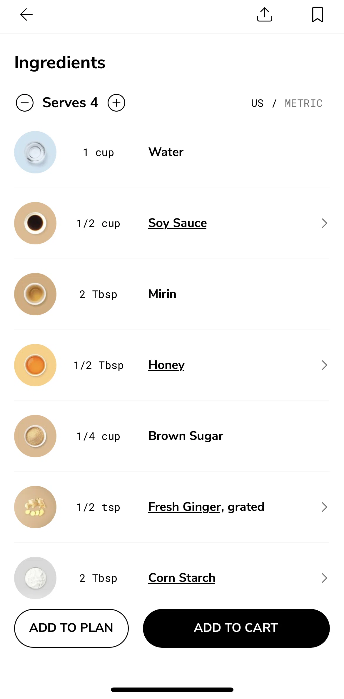 SideChef Screen screen in the View ingredient wiki flow