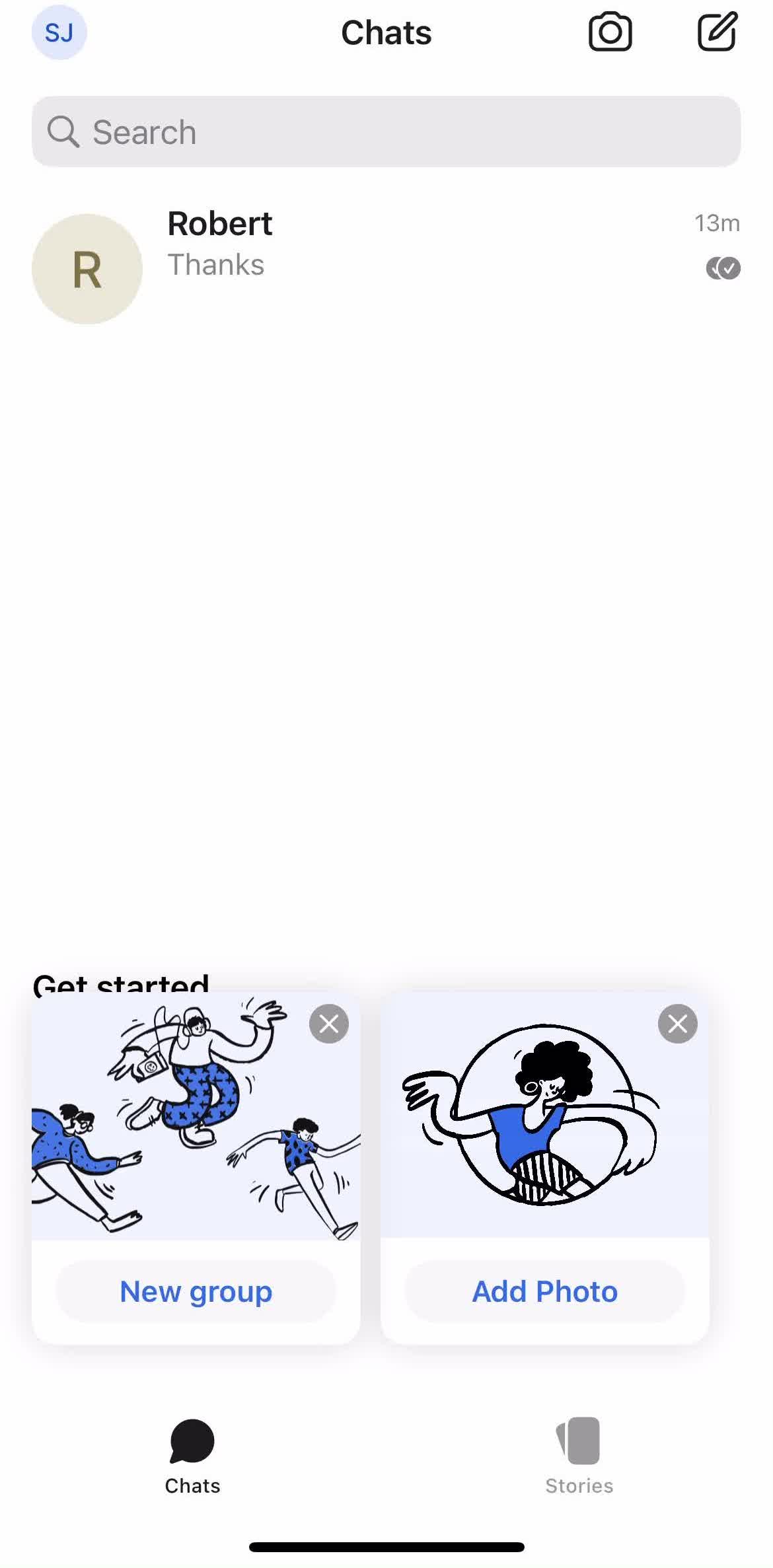 Signal Chats screen in the Chat flow