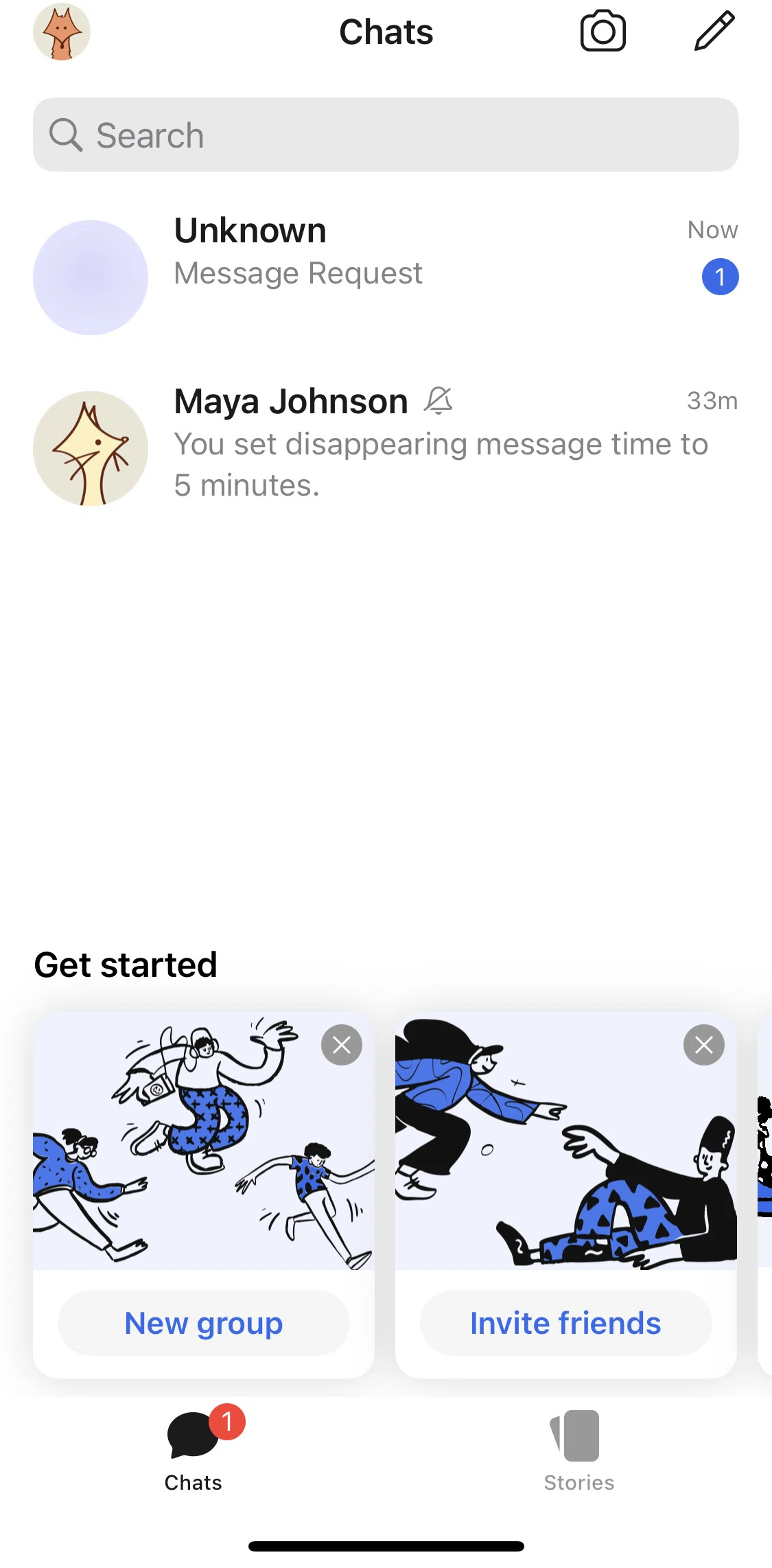 Signal Screen screen in the Chats flow