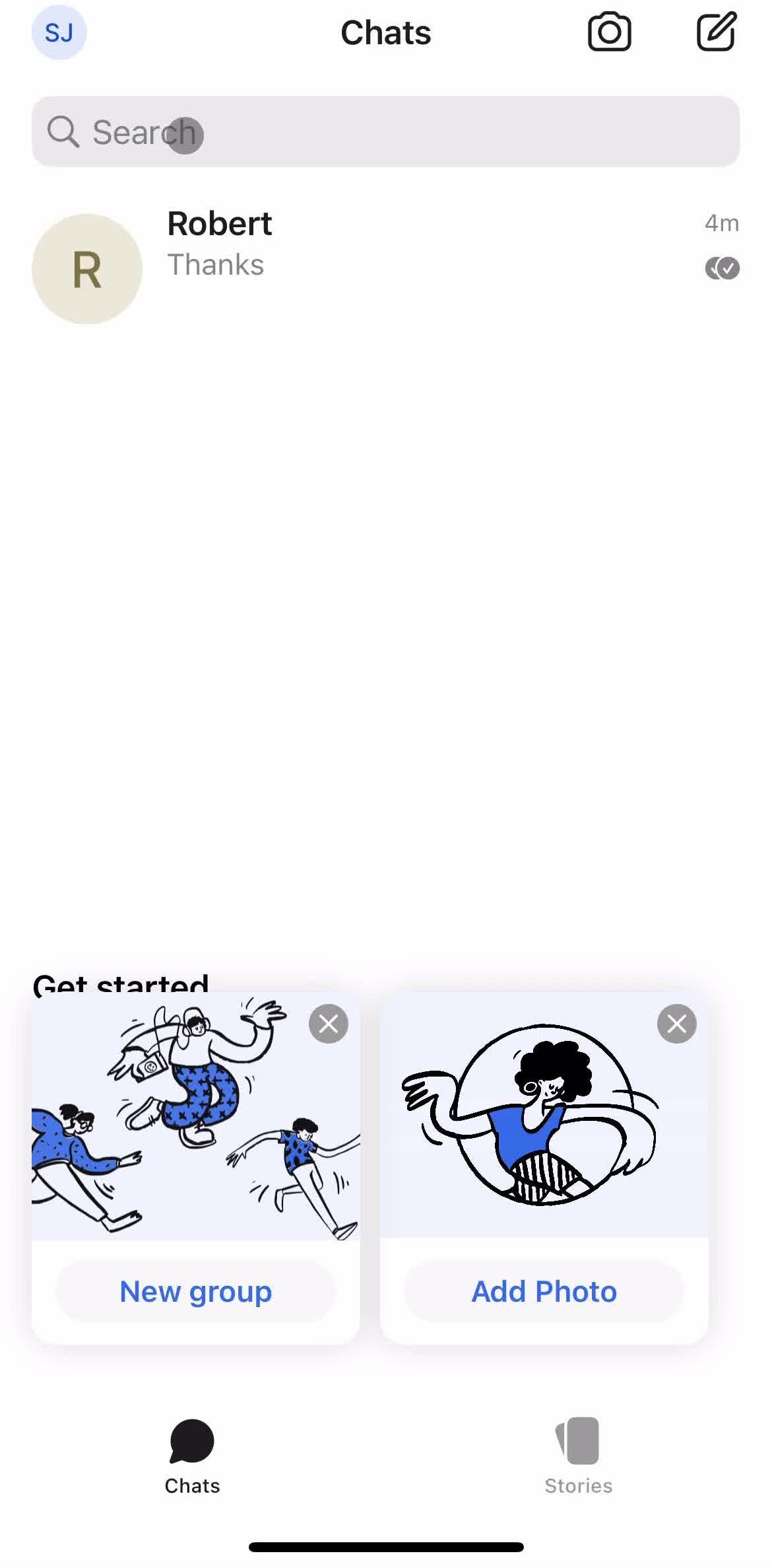Signal Chats screen in the Searching flow