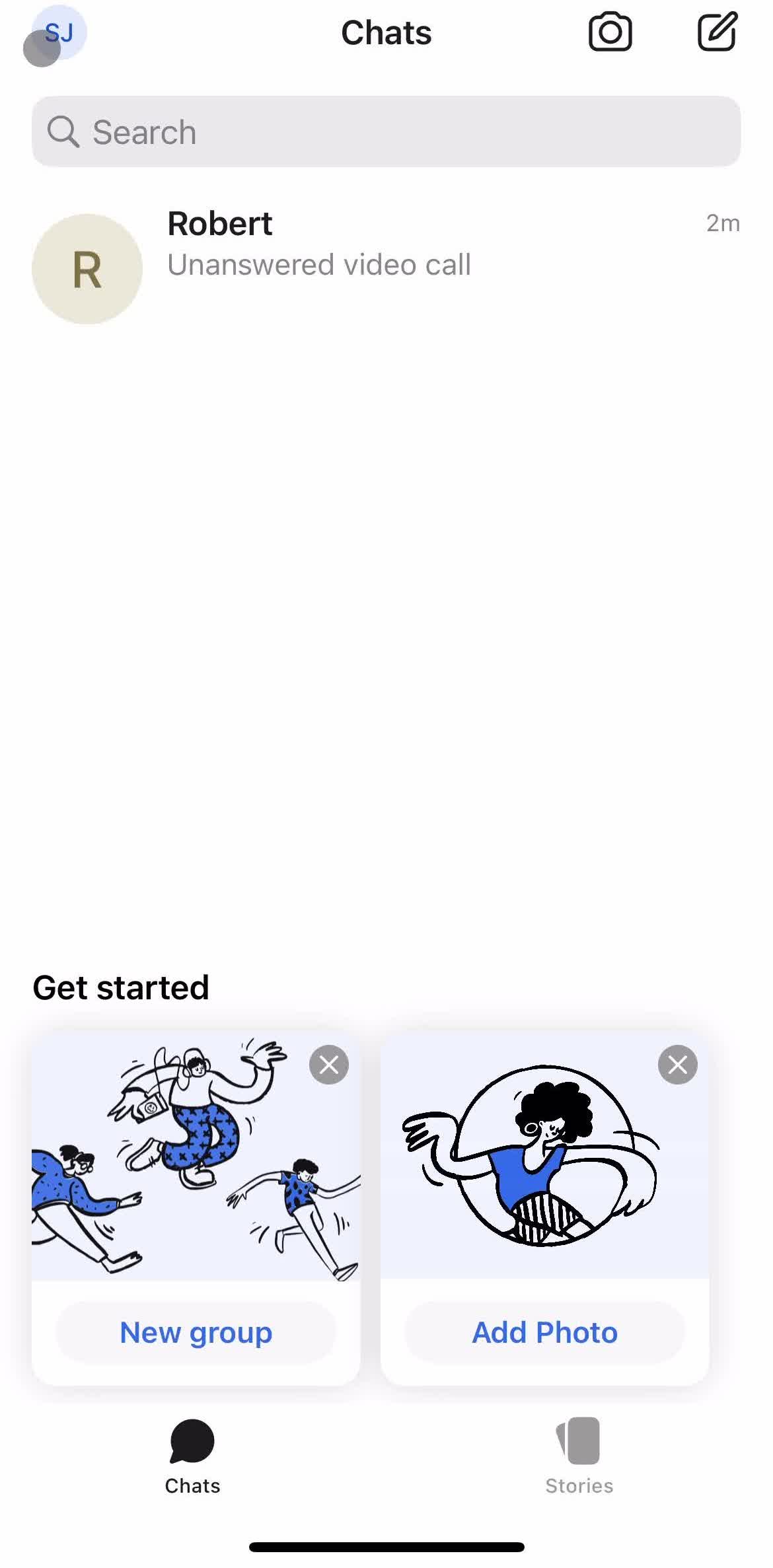 Signal Chats screen in the Updating Your Profile flow