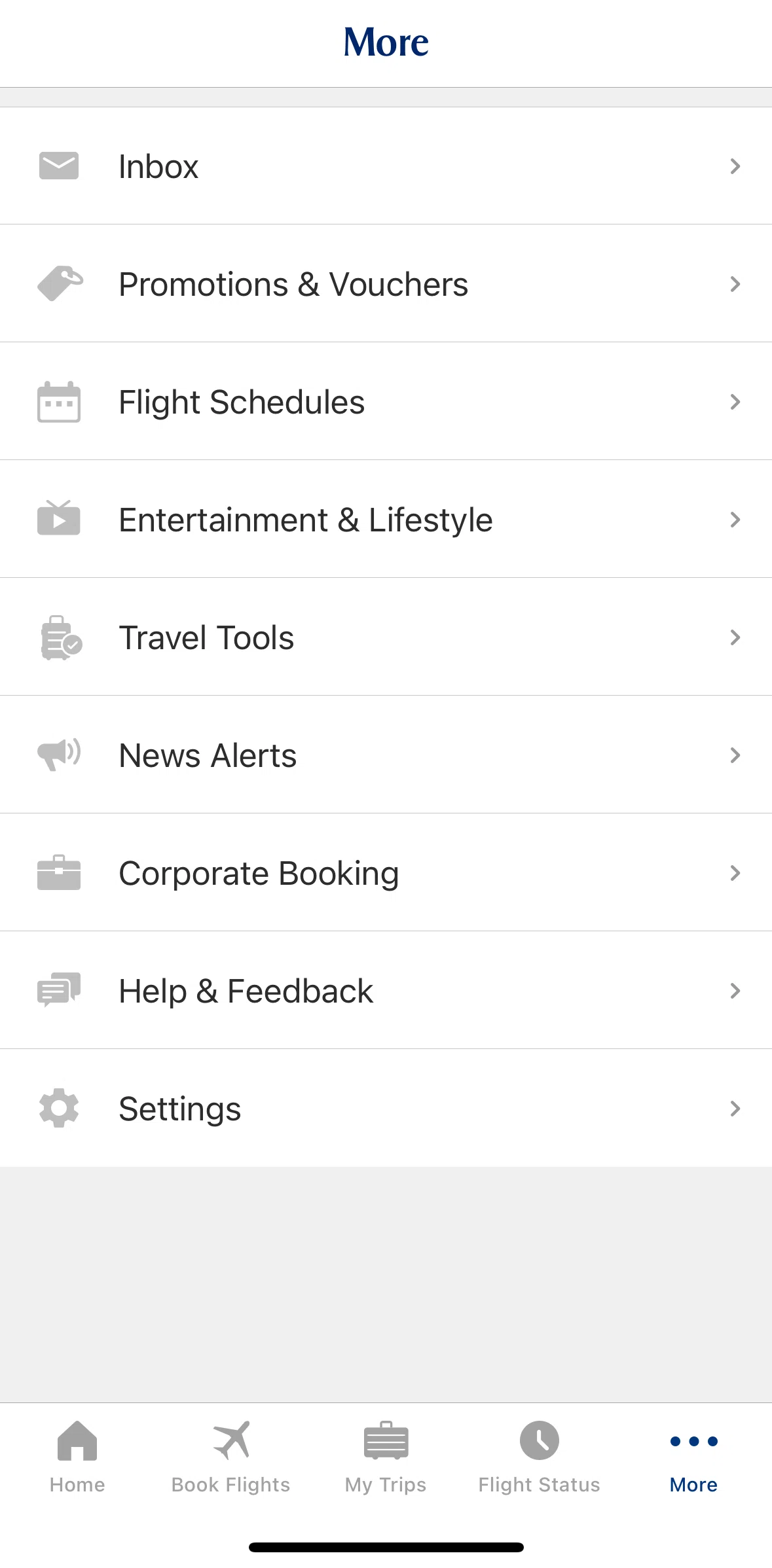 Singapore Airlines Screen screen in the Travels tools flow