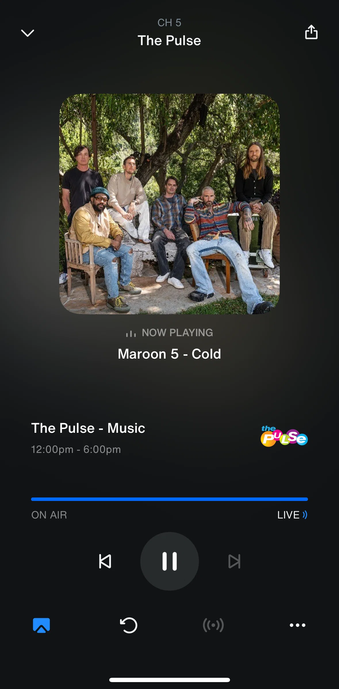 SiriusXM Screen screen in the Action options flow