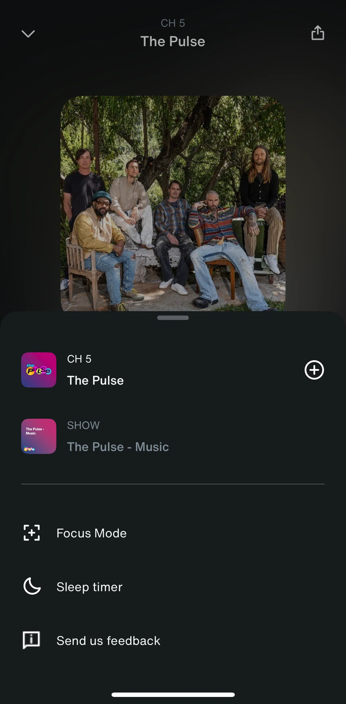 SiriusXM Screen screen in the Adding a sleep timer flow