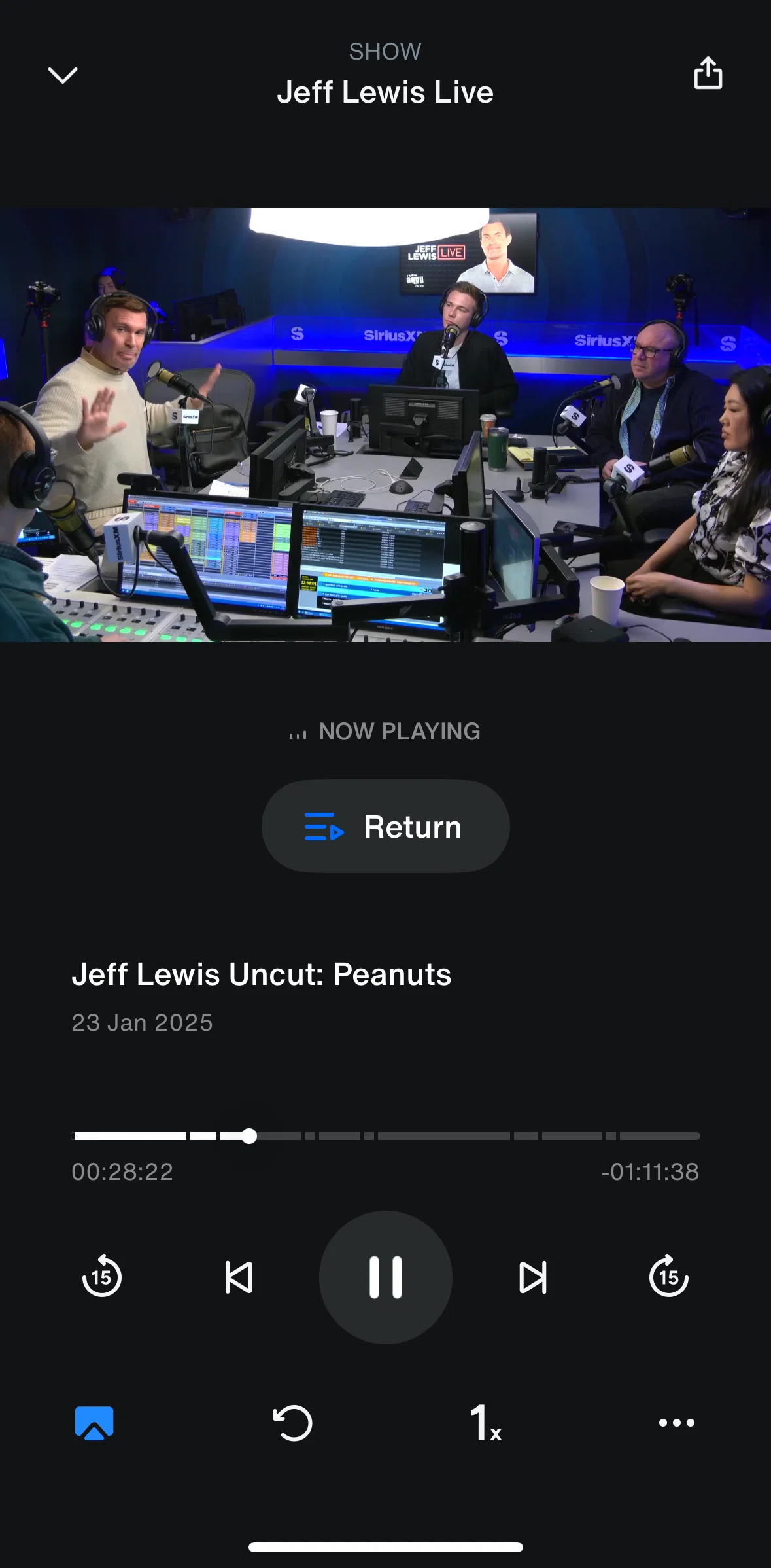 SiriusXM Screen screen in the Changing segments flow