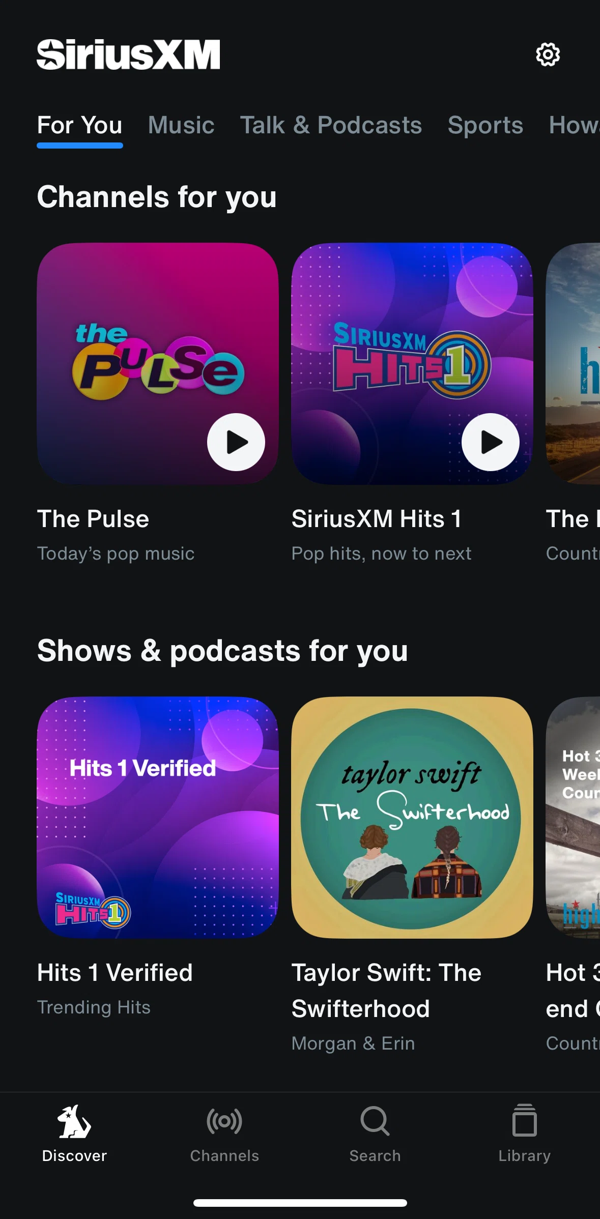 SiriusXM Screen screen in the Channel detail (music) flow
