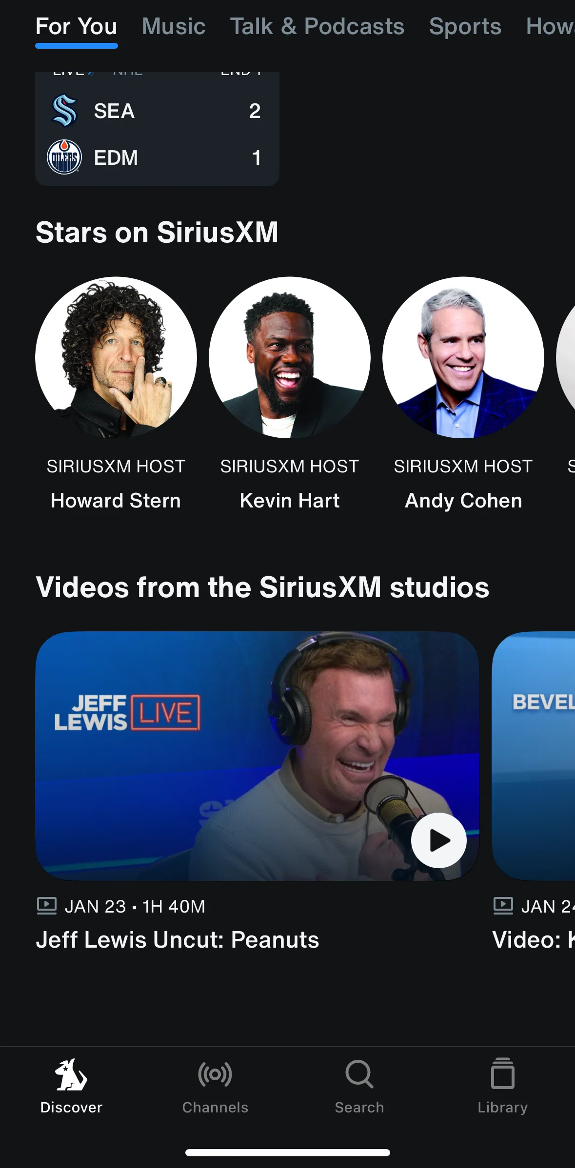 SiriusXM Screen screen in the Channel detail (talk) flow