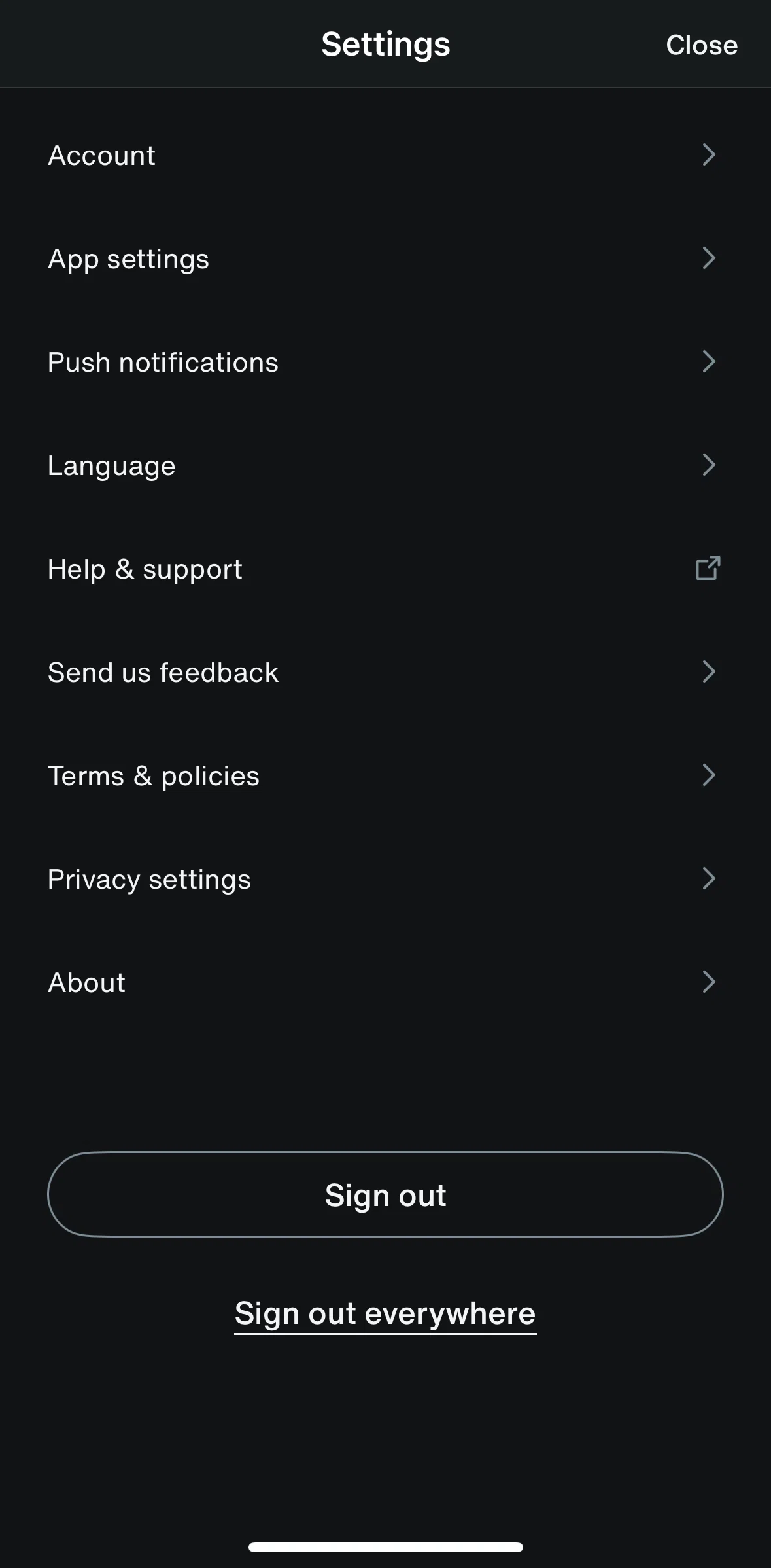 SiriusXM Screen screen in the Logging out flow